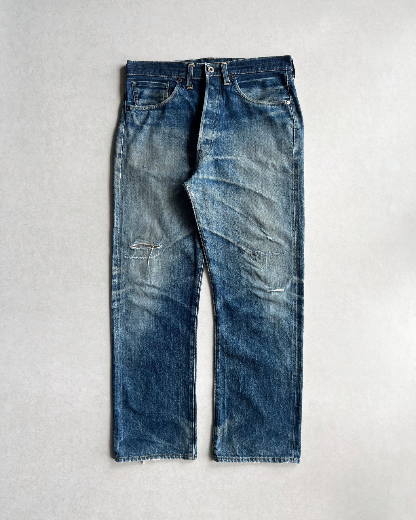 1990S FADED WASHED BIG E LEVI'S 501 SELVEDGE JEANS (33X36)