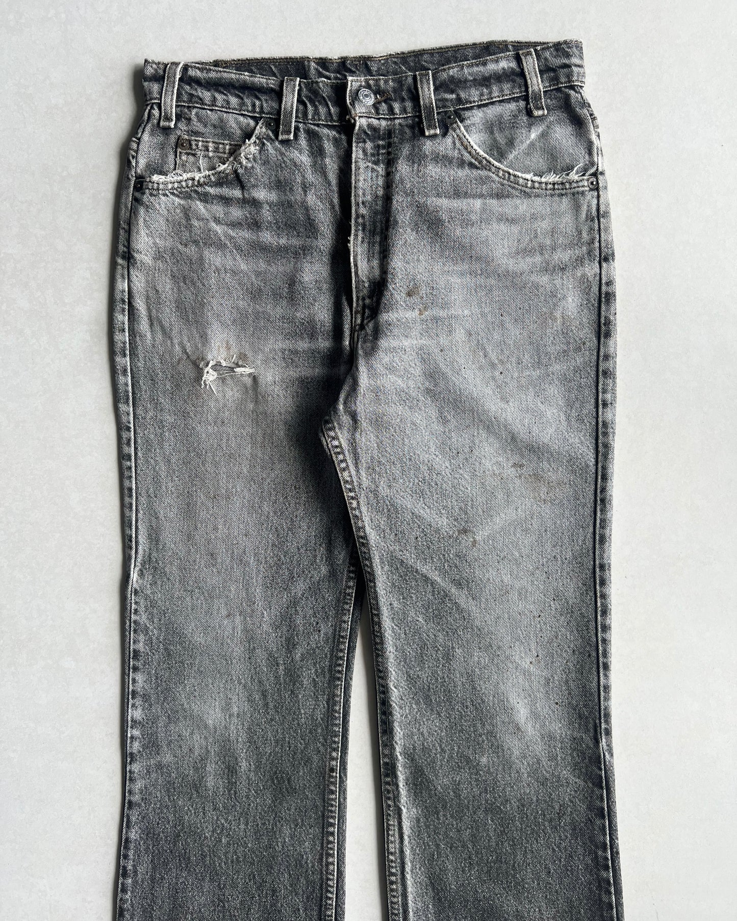 1980S FADED BLACK LEVI'S 517 FLARE JEANS (34X30)