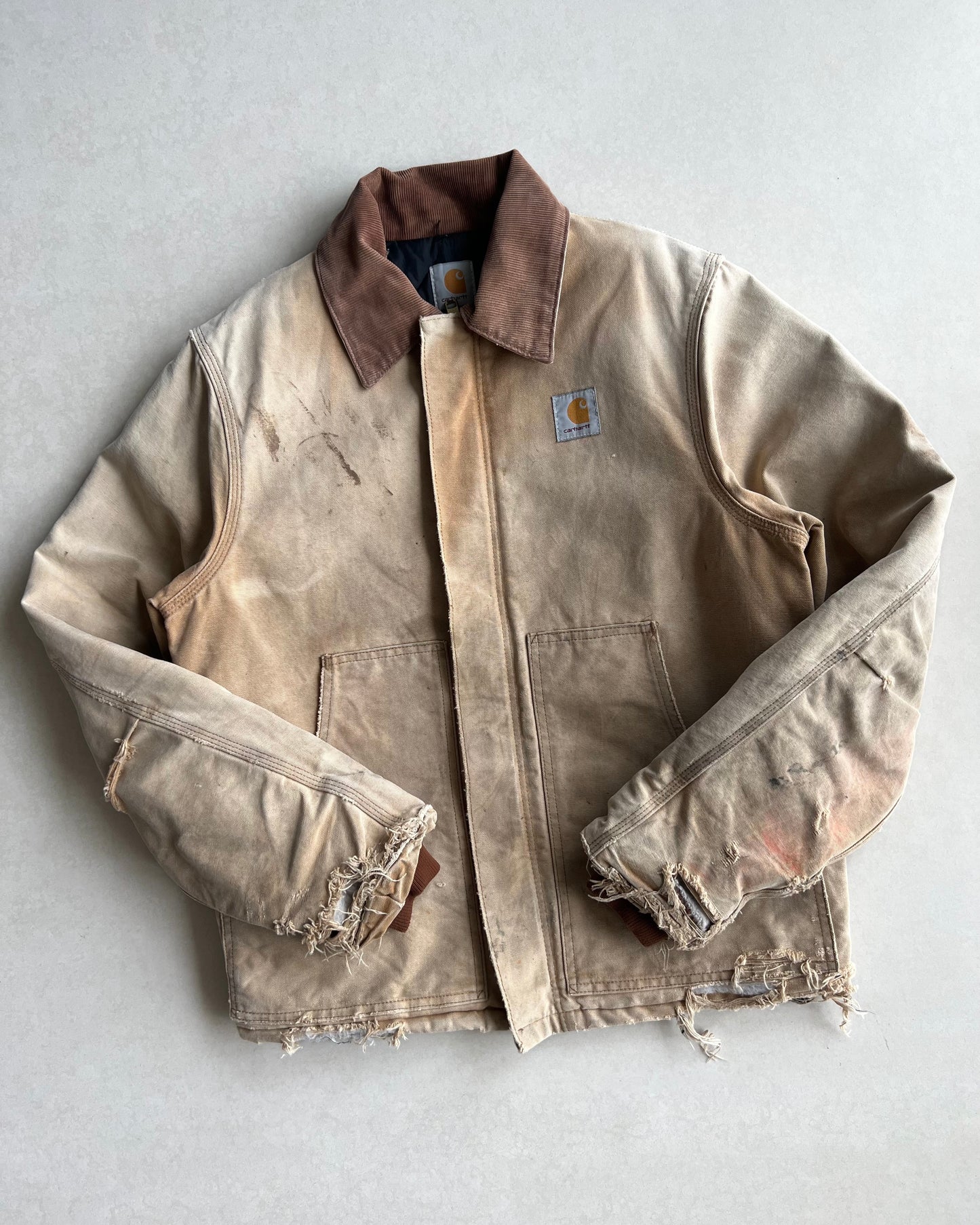 1990S FADED BROWN CARHARTT ARCTIC DISTRESSED WORK JACKET (M)