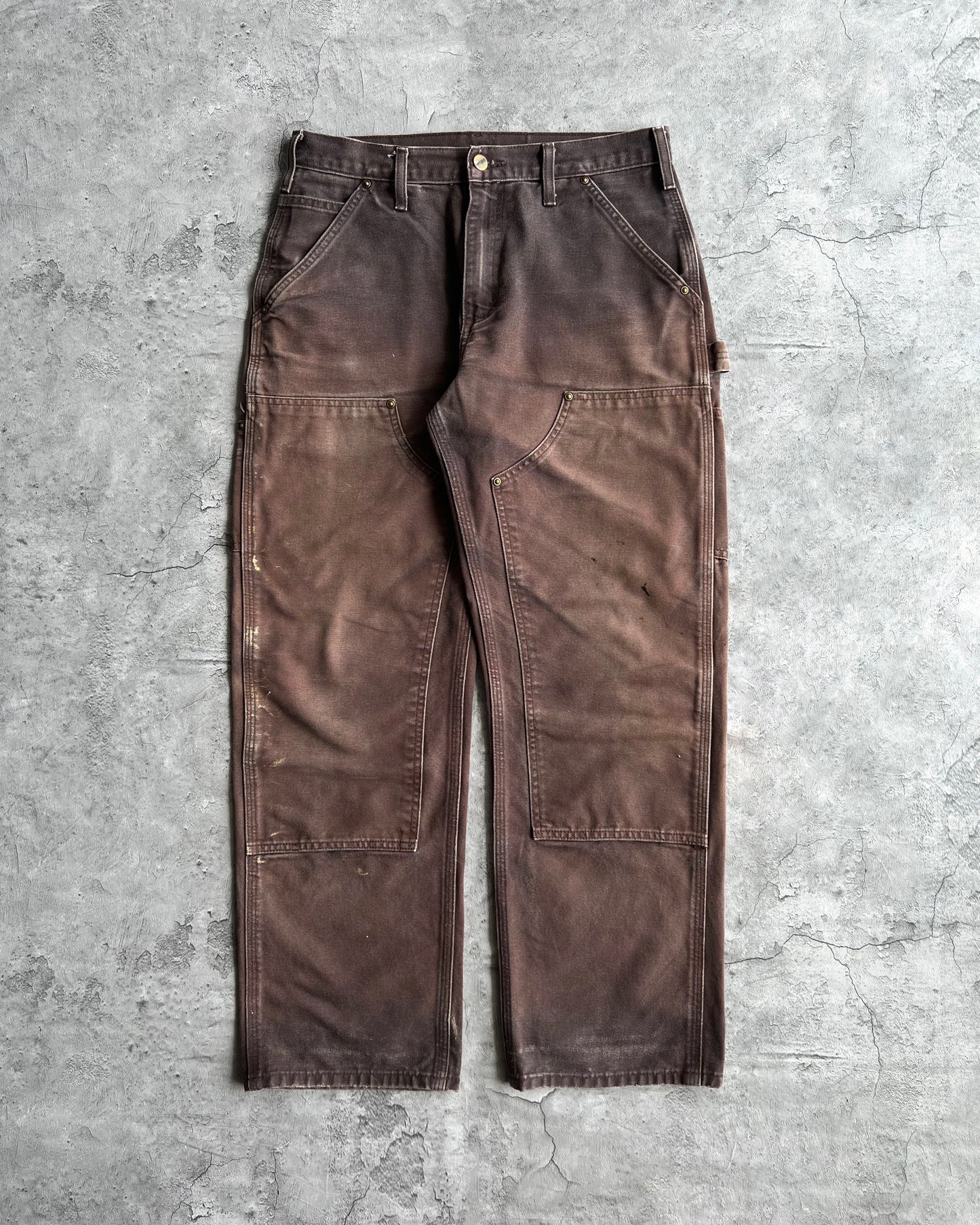 1990S SUN FADED BROWN CARHARTT DOUBLE KNEE PANTS (30X30)