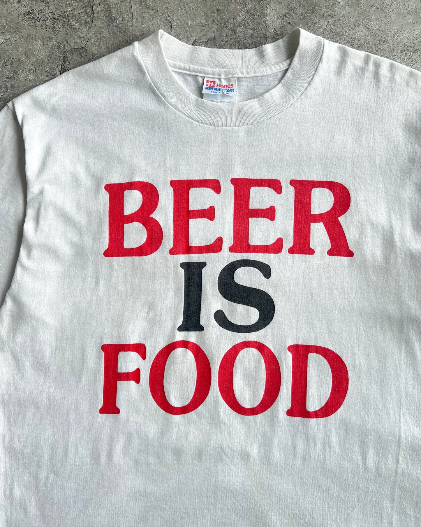 1990S 'BEER IS FOOD' SINGLE STITCH TEE (L)