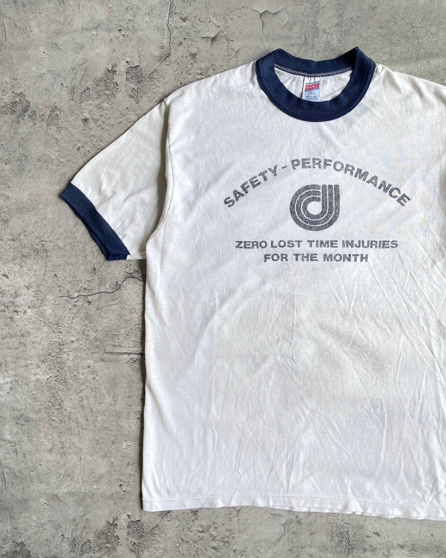 1980S ‘SAFETY PERFORMANCE’ RINGER TEE (L)
