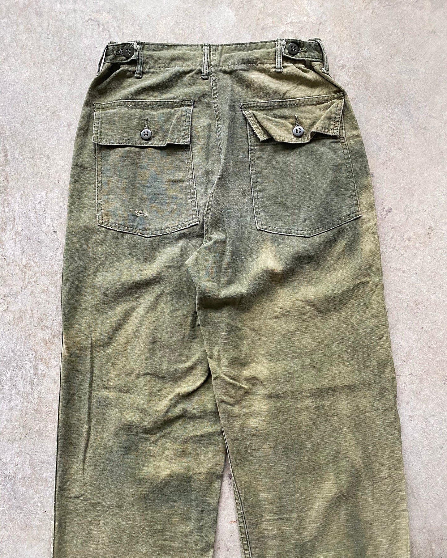 1960S SUN FADED OG-107 TYPE 1 FATIGUE TROUSERS (28-32)