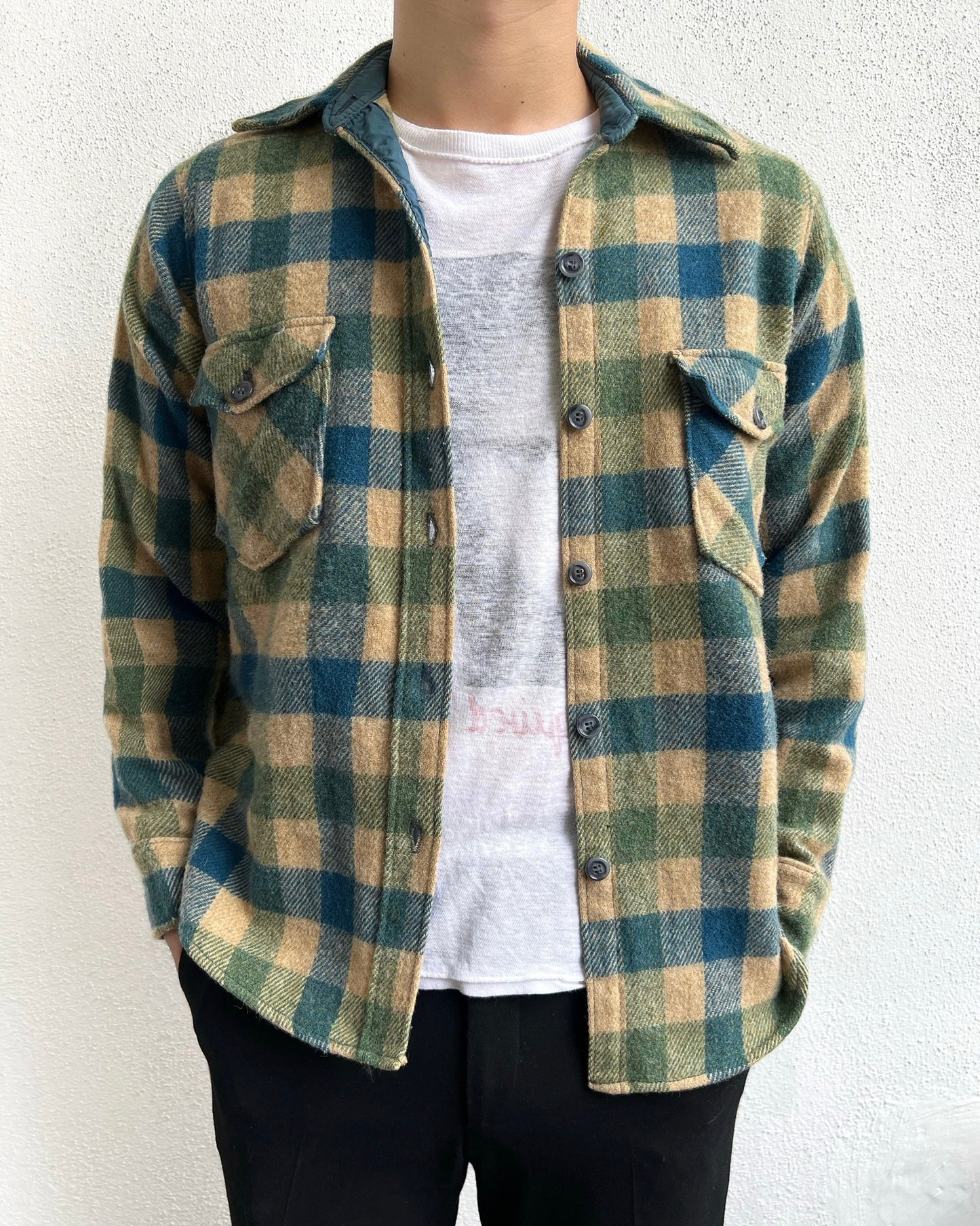 1970S L.L BEAN PLAID FLANNEL (M)