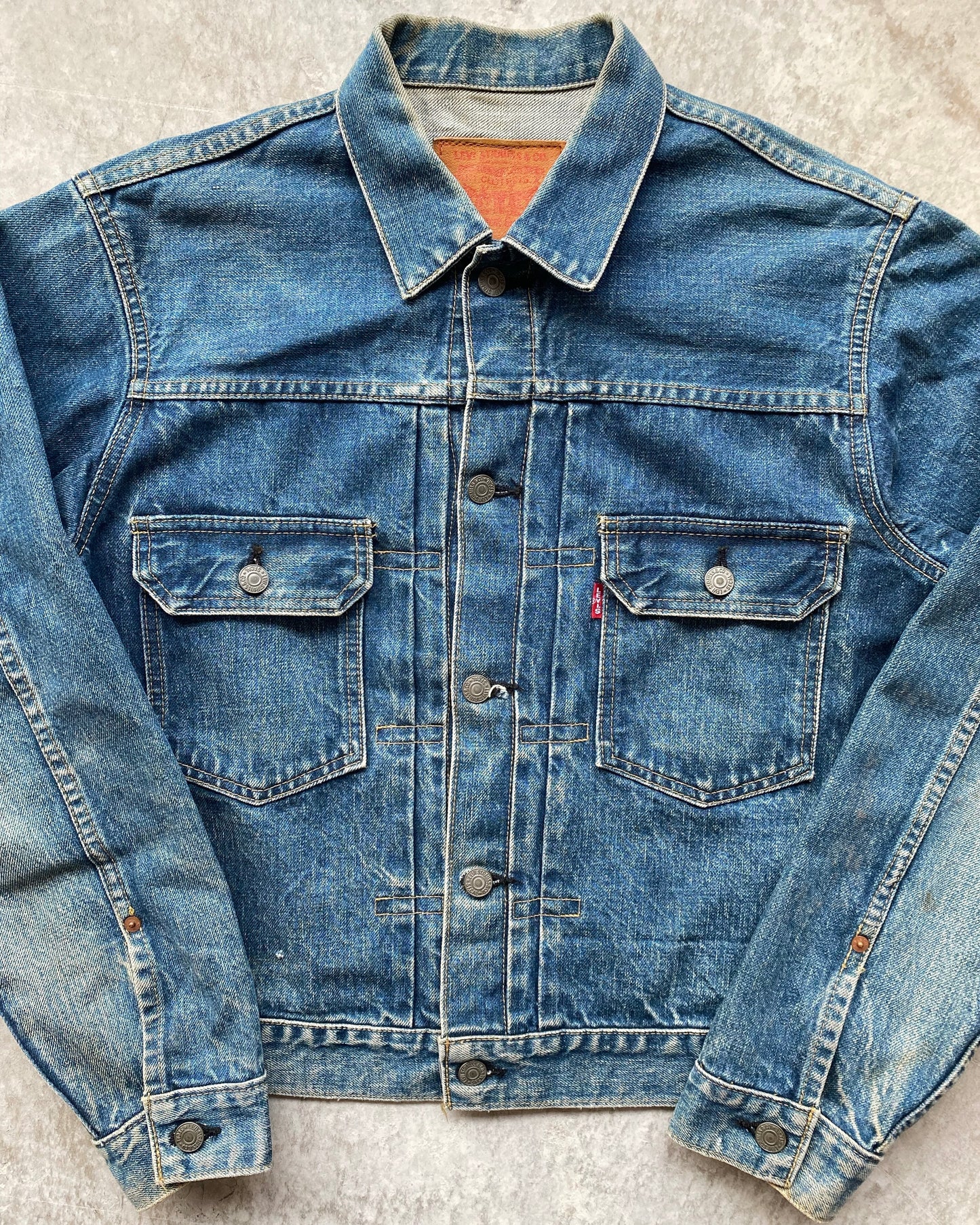 1990S FADED WASHED LEVI'S BIG E TYPE II DENIM JACKET
