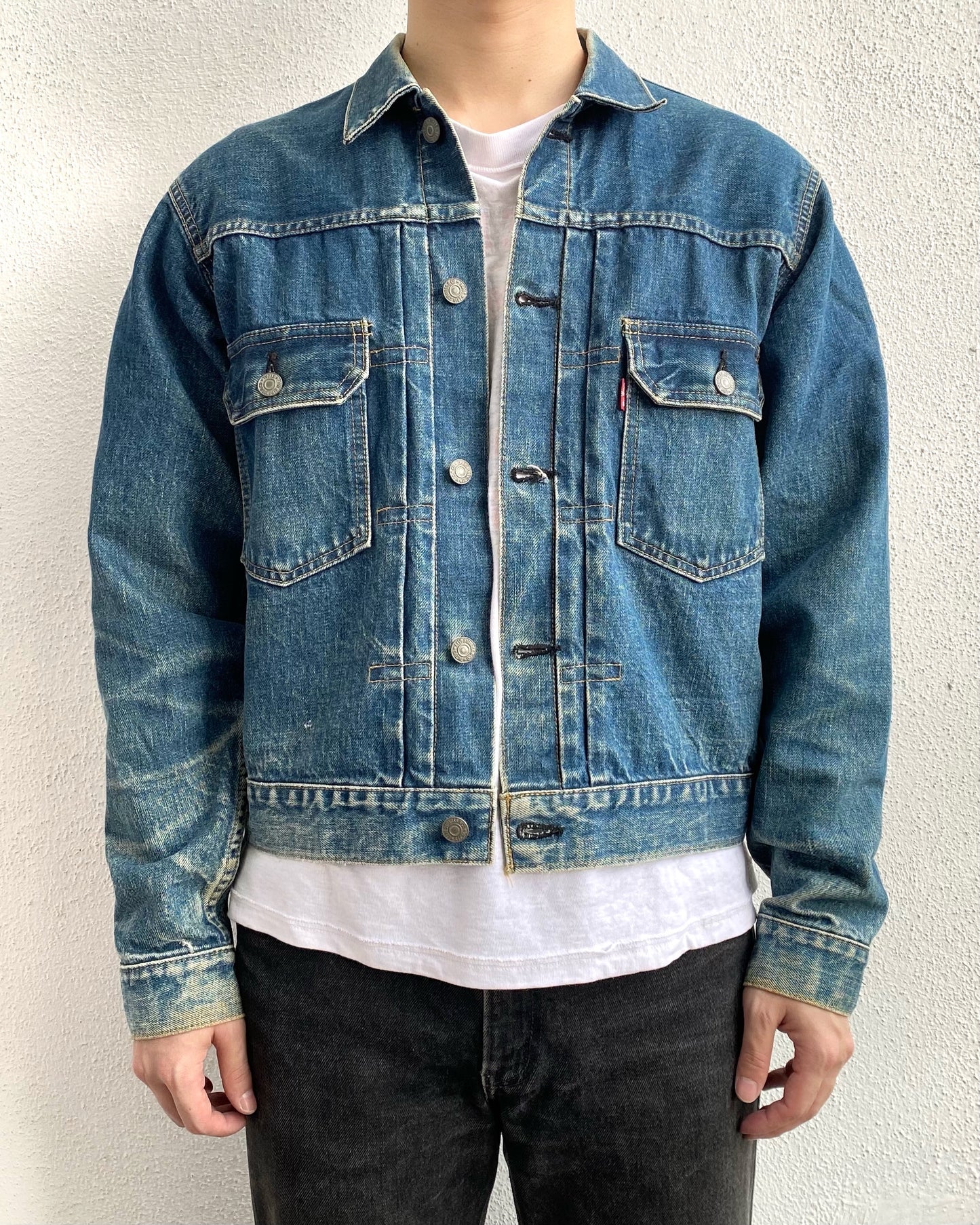 1990S FADED WASHED LEVI'S BIG E TYPE II DENIM JACKET