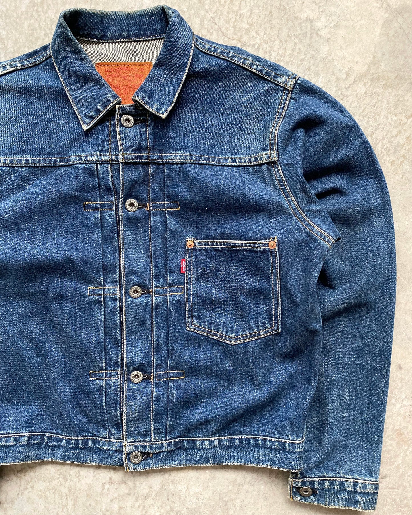 1990S DARK WASHED LEVI'S BIG E TYPE I DENIM JACKET