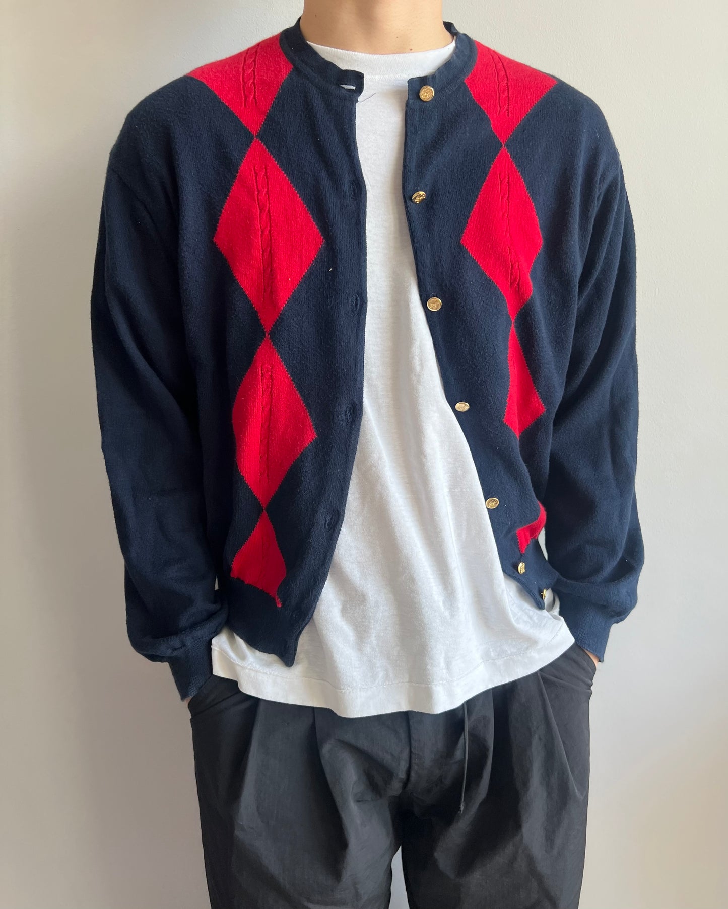 1980S BURBERRY KNITTED BUTTON-UP CARDIGAN (M/L)