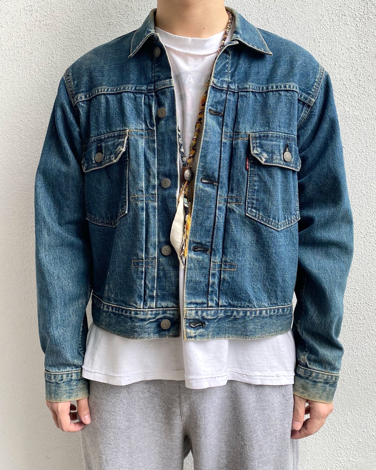 1990S FADED WASHED LEVI'S BIG E TYPE II DENIM JACKET
