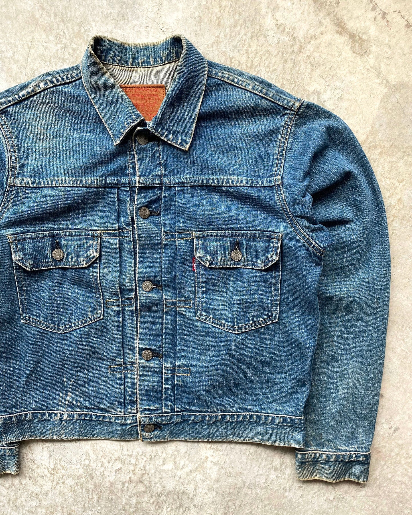 1990S FADED WASHED LEVI'S BIG E TYPE II DENIM JACKET