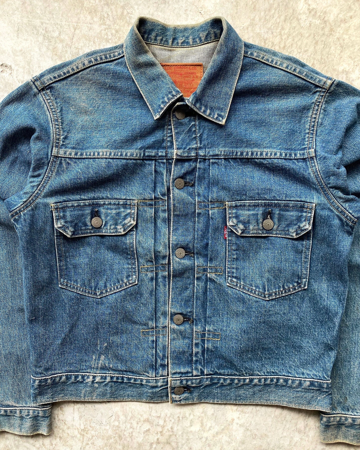 1990S FADED WASHED LEVI'S BIG E TYPE II DENIM JACKET