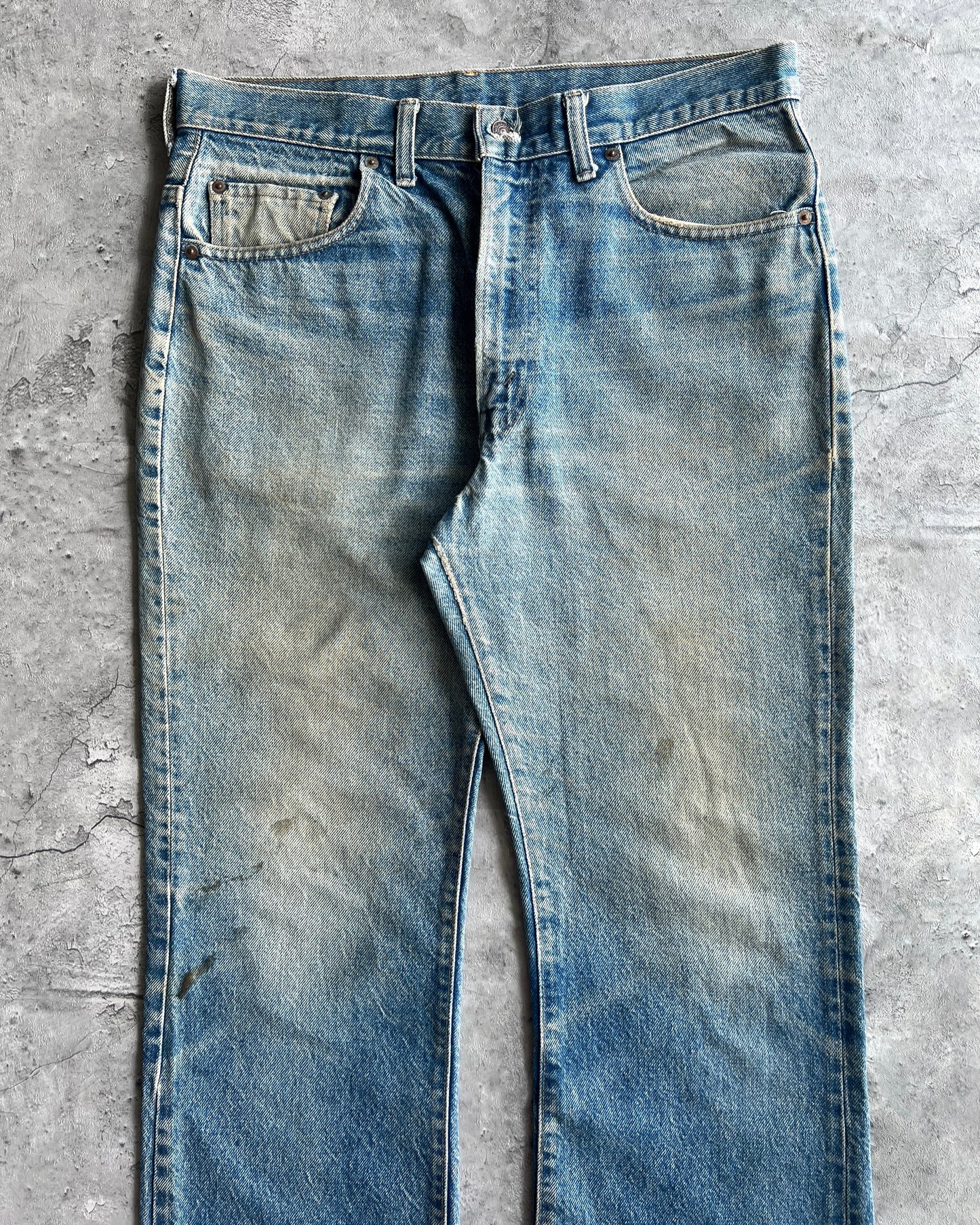 1970S FADED WASHED LEVI'S 517 FLARE DENIM JEANS (34X32)