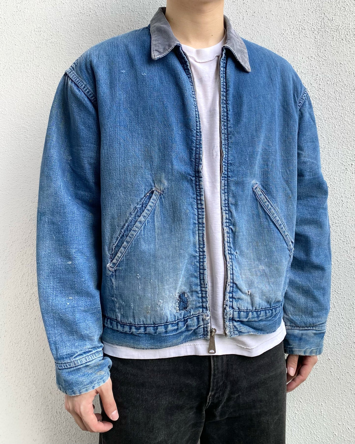 1960/1970S SUN FADED SEARS DENIM WORK JACKET (M-XL)
