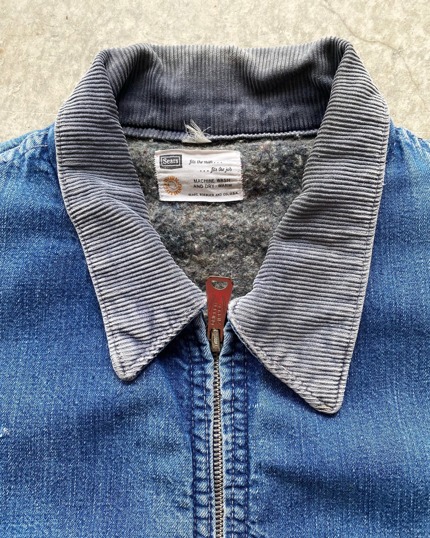 1960/1970S SUN FADED SEARS DENIM WORK JACKET (M-XL)