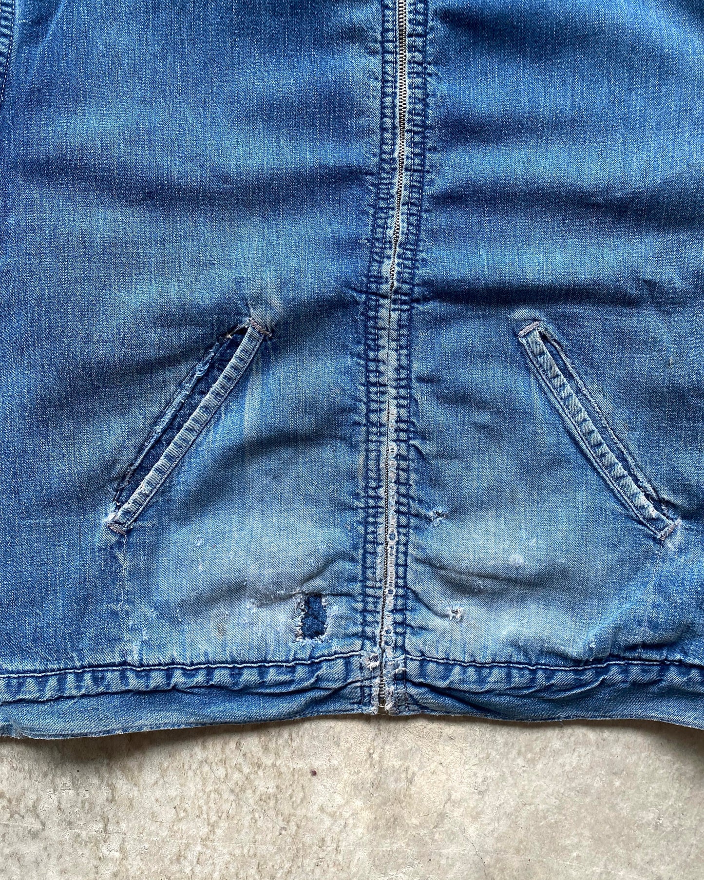 1960/1970S SUN FADED SEARS DENIM WORK JACKET (M-XL)