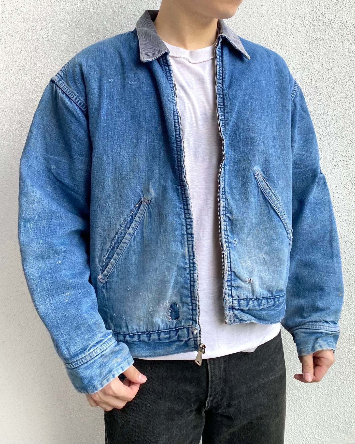 1960/1970S SUN FADED SEARS DENIM WORK JACKET (M-XL)