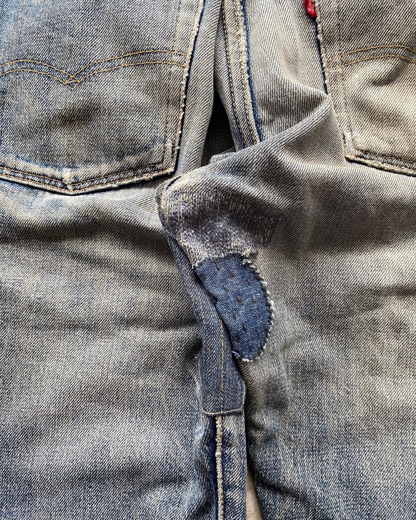 1990S SASHIKO PATCHED LEVI'S 501 SELVEDGE JEANS (29X30)