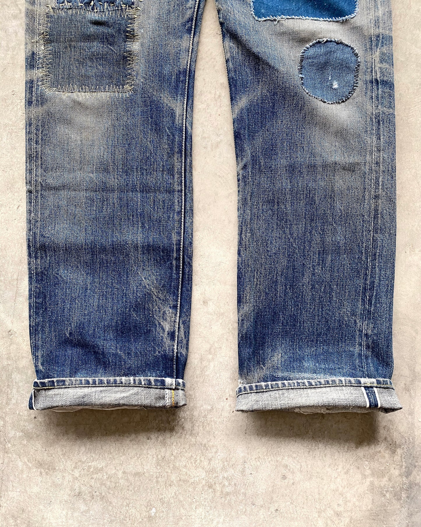 1990S SASHIKO PATCHED LEVI'S 501 SELVEDGE JEANS (29X30)