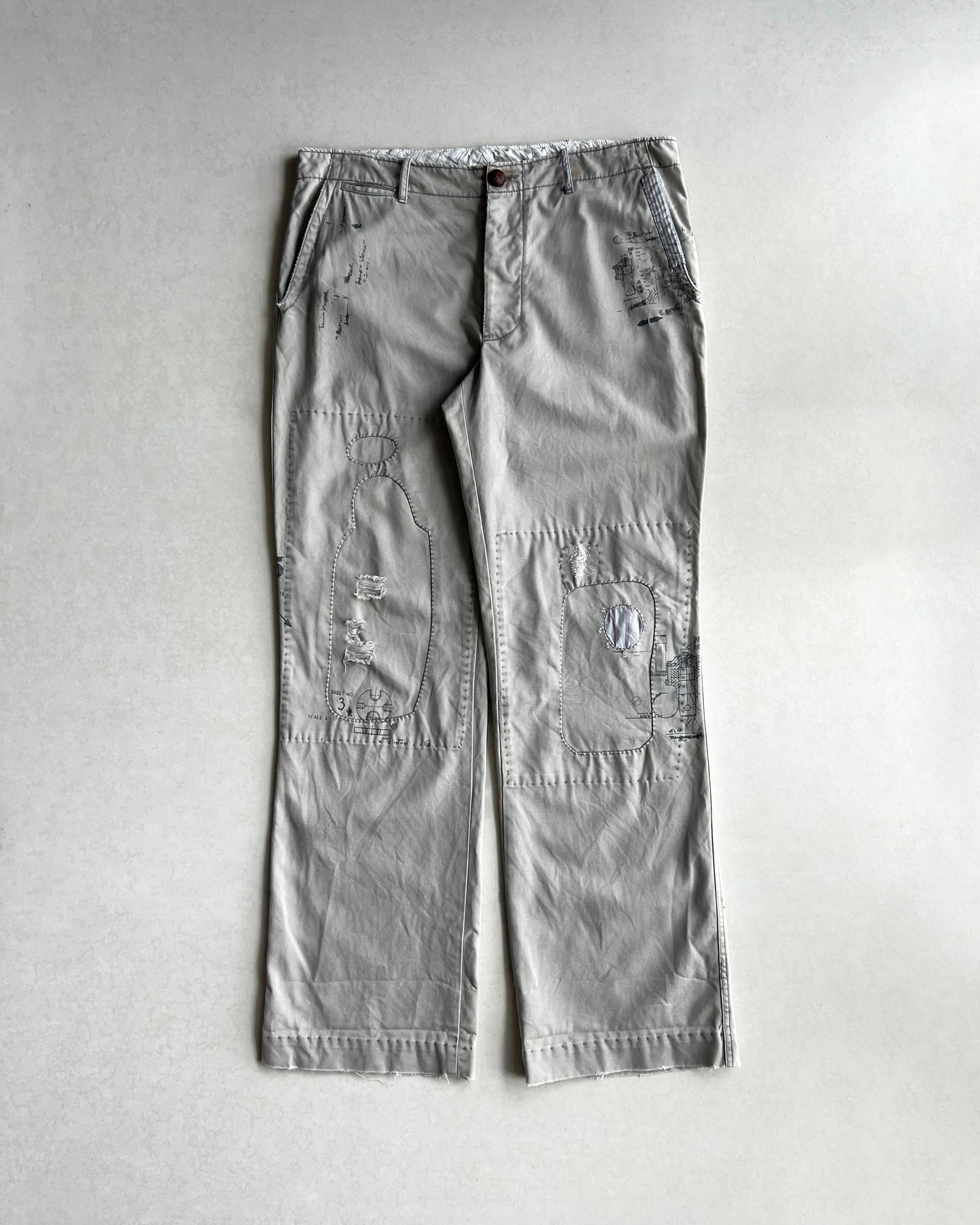 1990S BEIGE RALPH LAUREN REPAIRED TROUSERS (36X34)