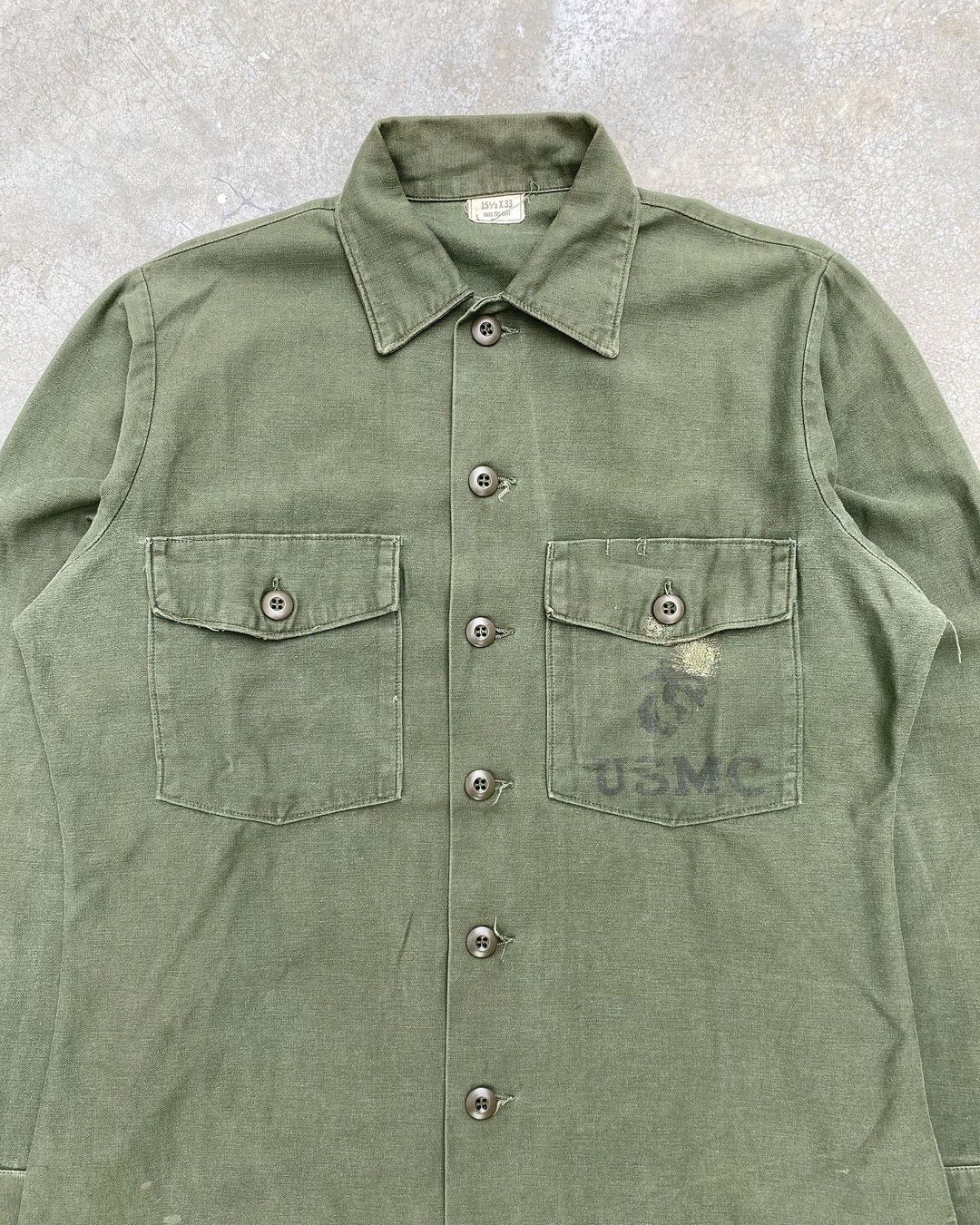 1970s USMC OG-107 Sateen Shirt