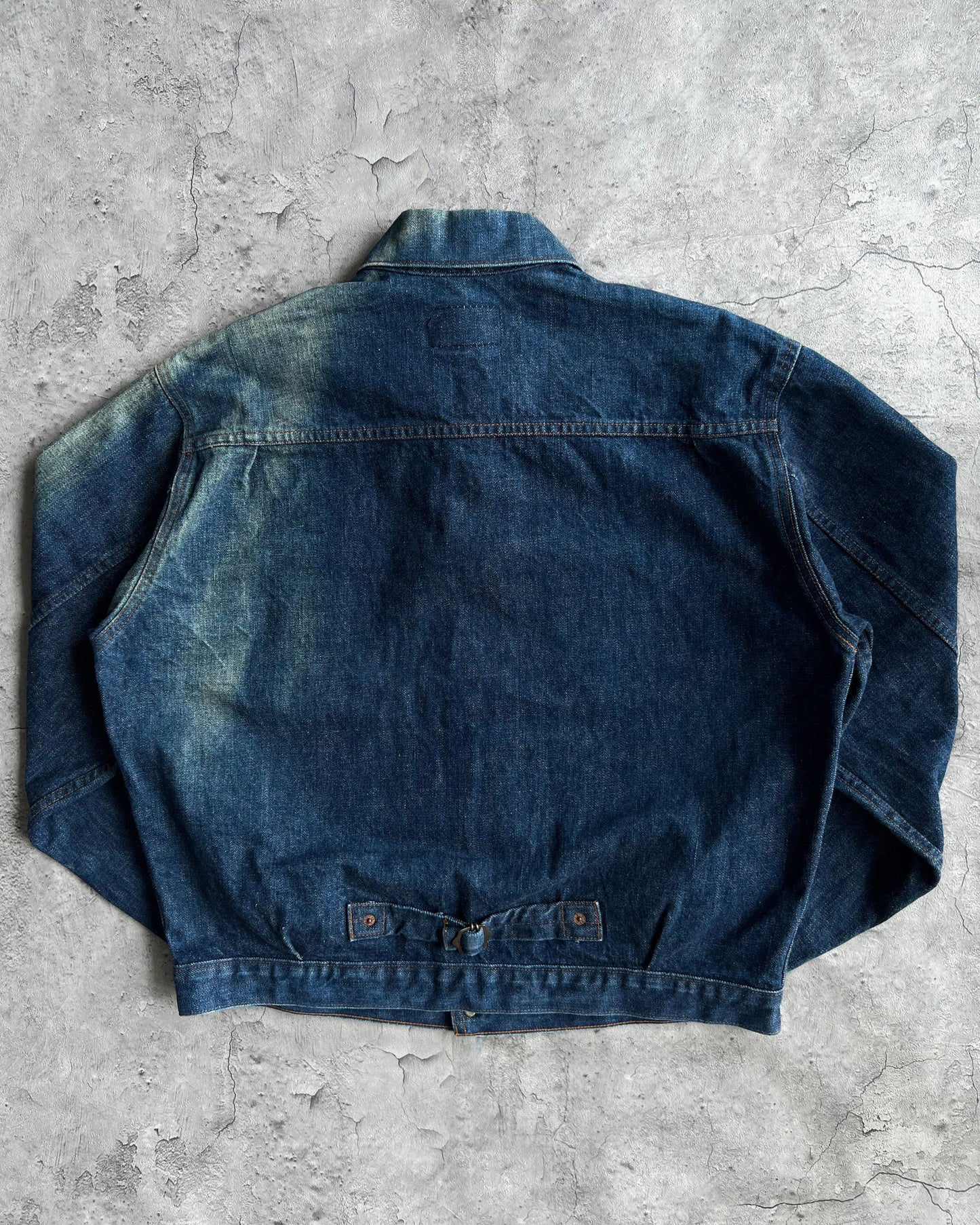 1990S SUN FADED BIG E LEVI'S TYPE I SELVEGDE DENIM JACKET (L/XL)