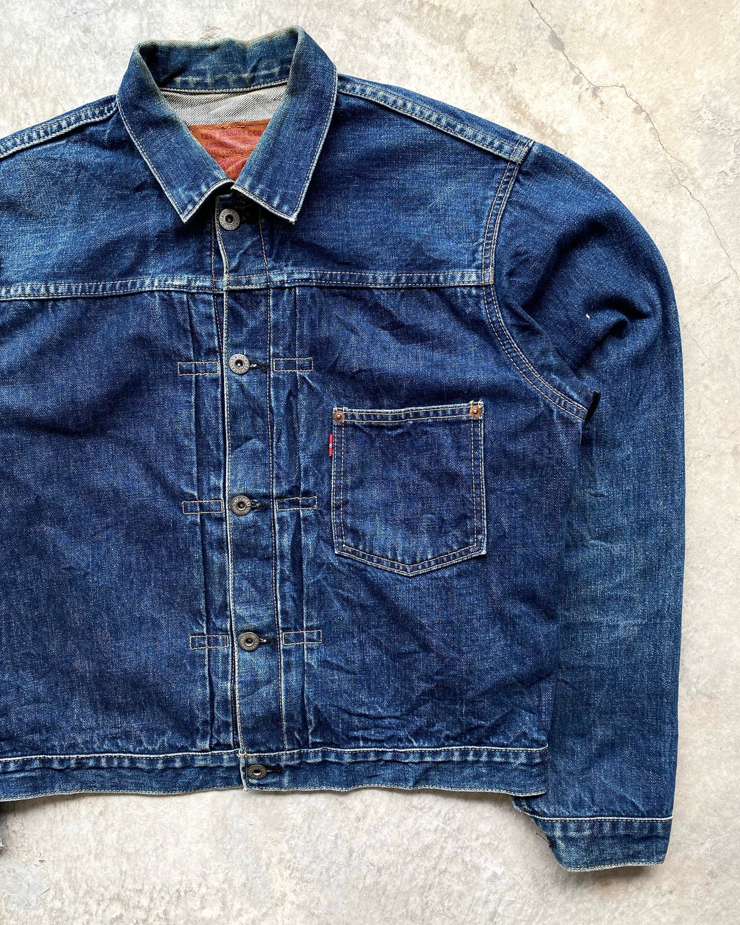 1990S DARK WASHED LEVI'S BIG E TYPE I DENIM JACKET (M/L)