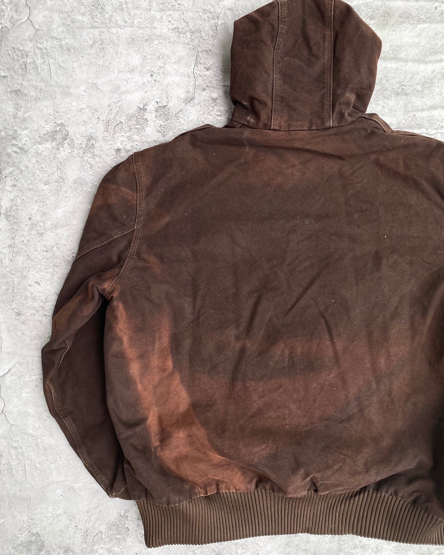1990S SUN FADED DARK BROWN CARHARTT HOODED JACKET (XL)