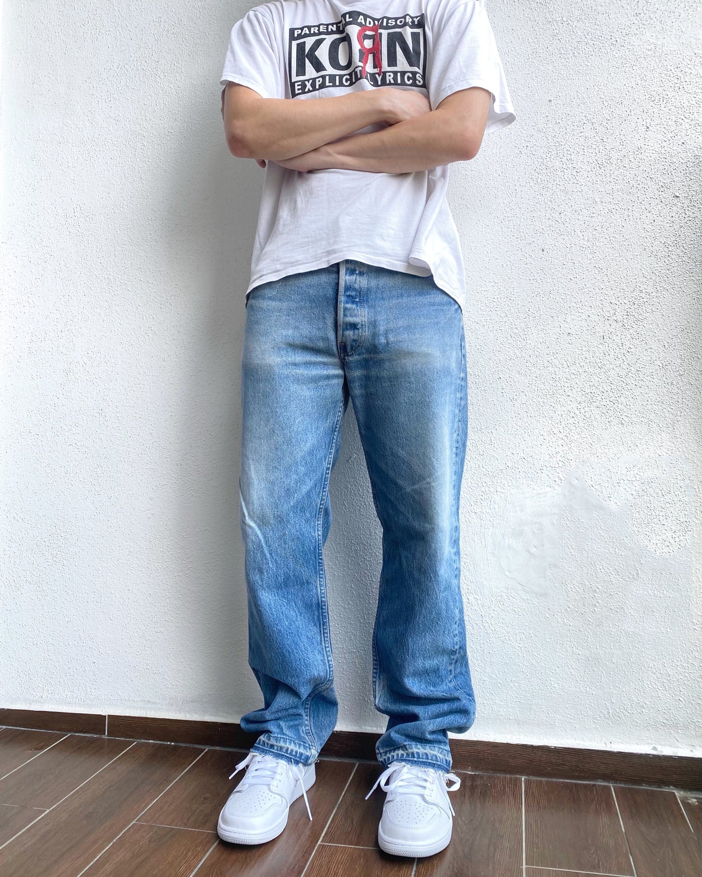 1980S FADED LEVI'S 501 RELEASED HEM JEANS (35X32)