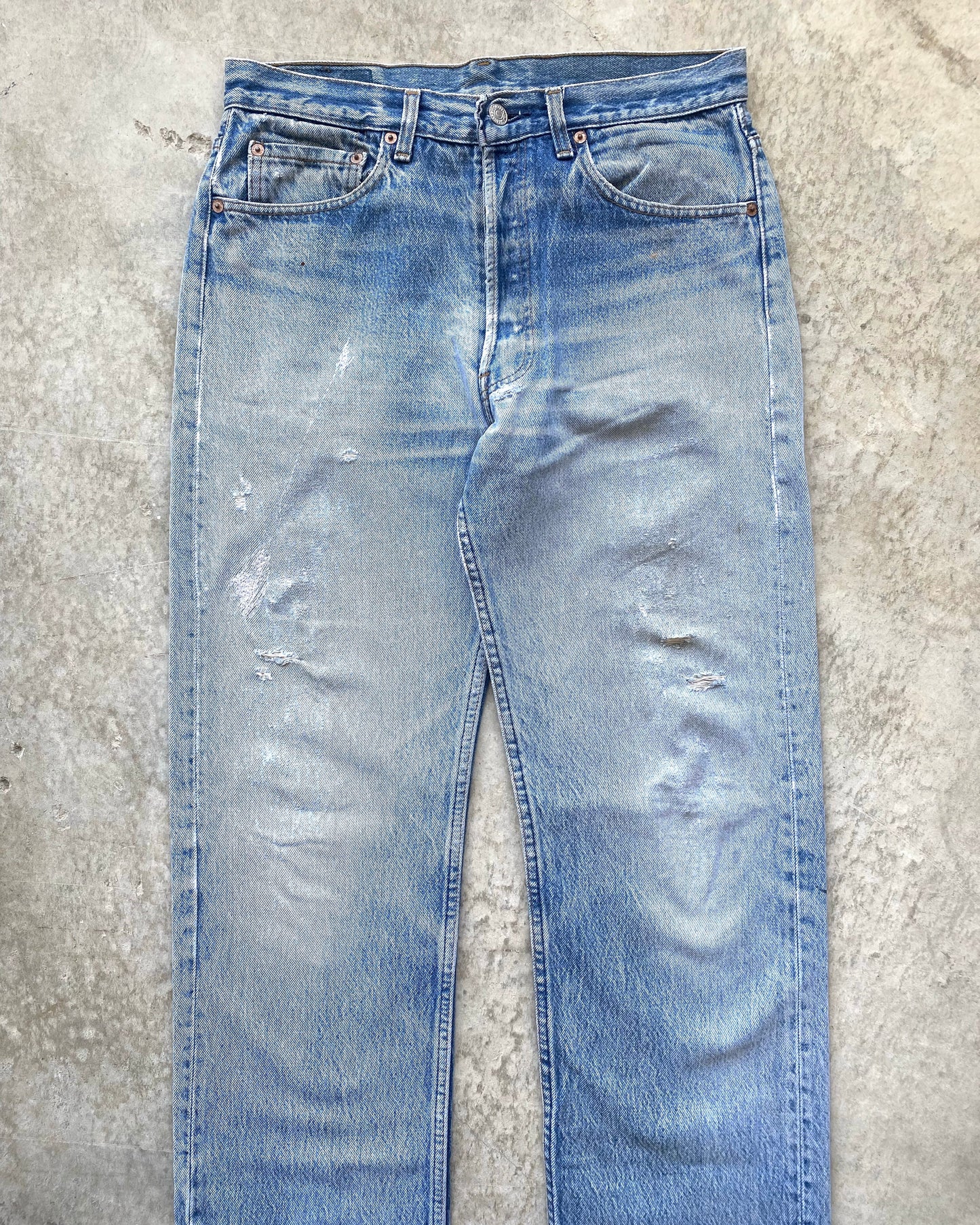 1980S FADED WASHED LEVI'S 501 DISTRESSED JEANS (32X34)