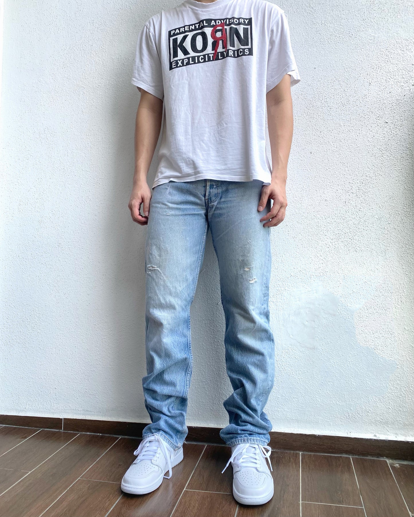 1980S FADED WASHED LEVI'S 501 DISTRESSED JEANS (32X34)
