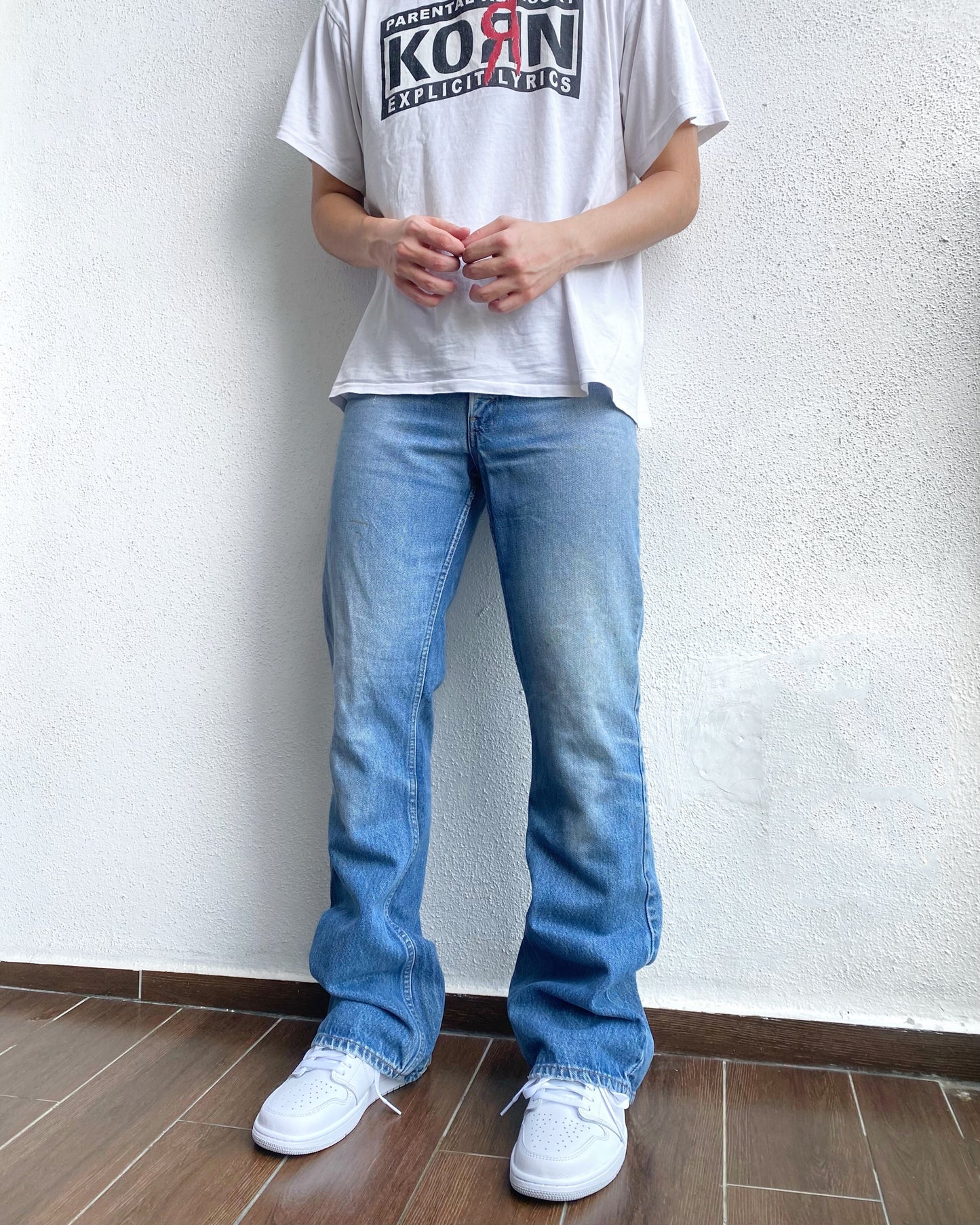 1970S FADED WASHED LEVI'S 646 FLARED JEANS (33X34)