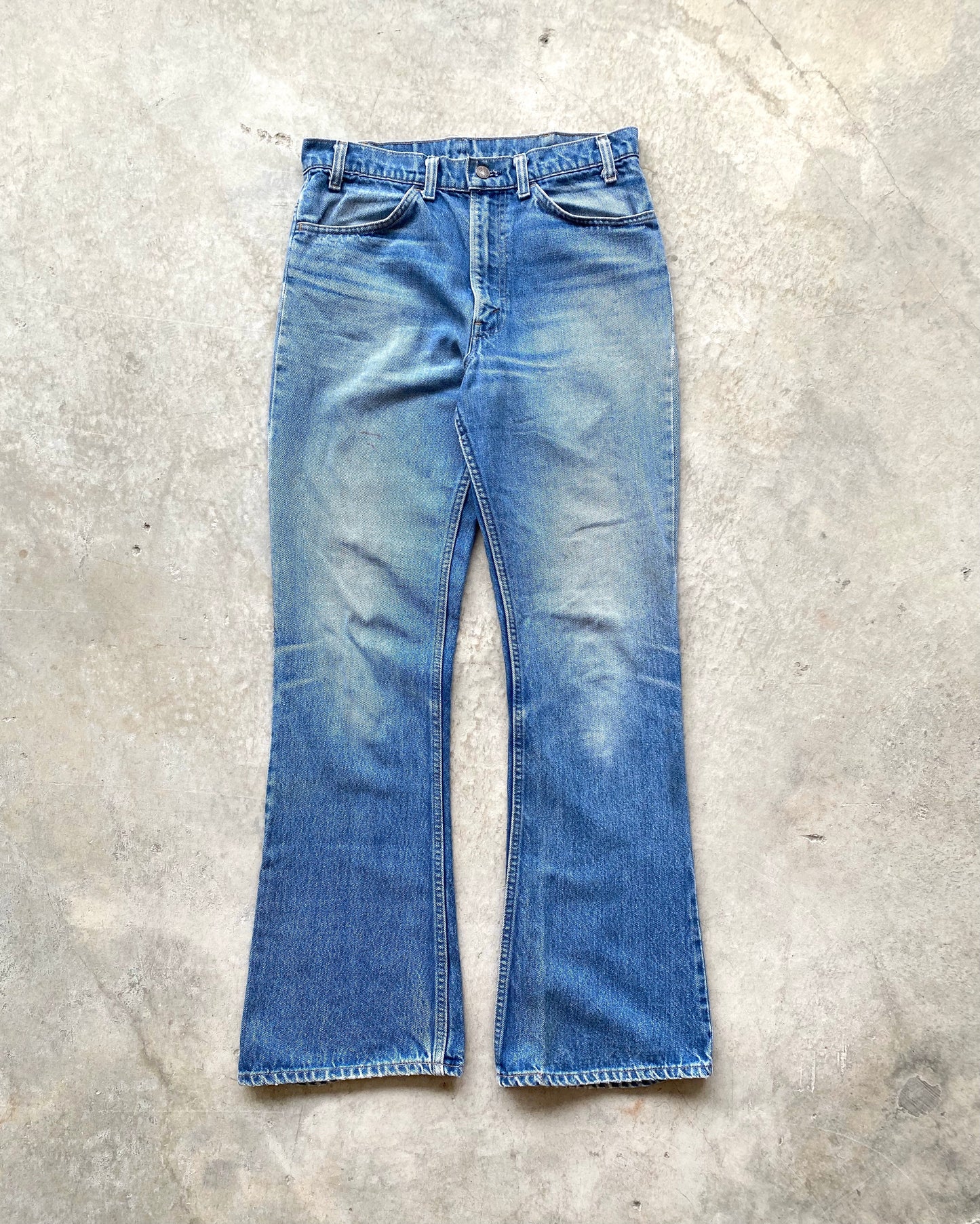 1970S FADED WASHED LEVI'S 646 FLARED JEANS (33X34)