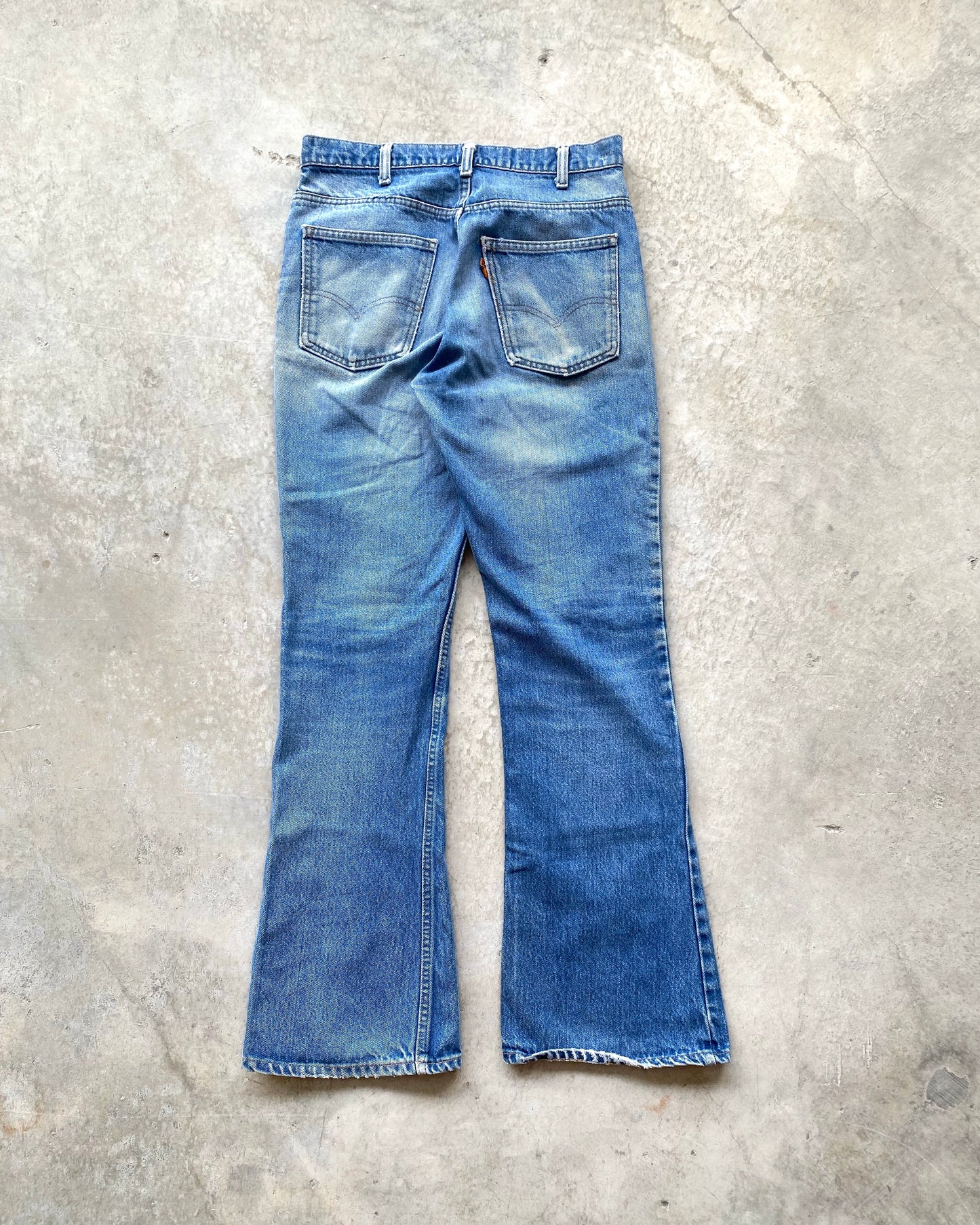 1970S FADED WASHED LEVI'S 646 FLARED JEANS (33X34)