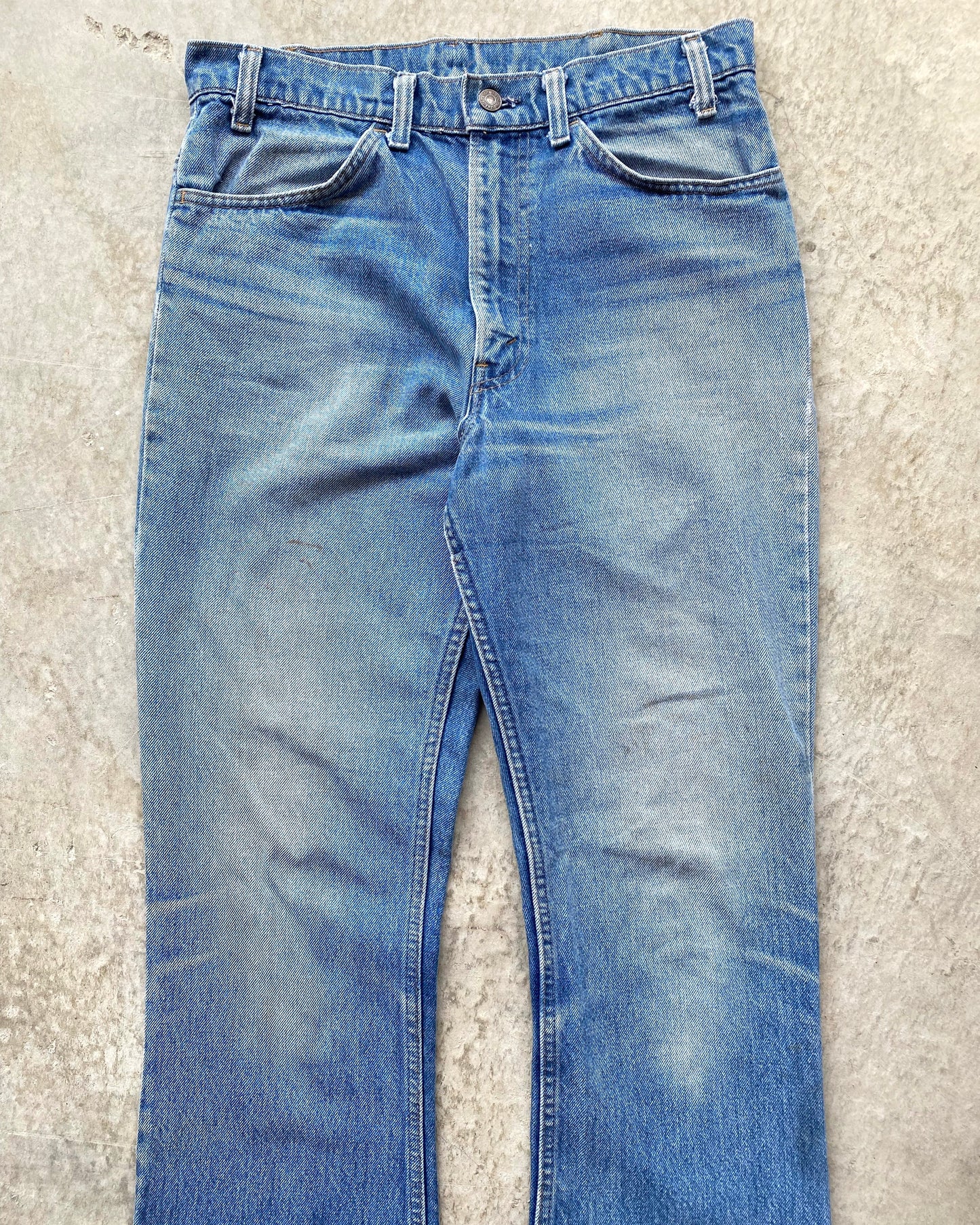1970S FADED WASHED LEVI'S 646 FLARED JEANS (33X34)