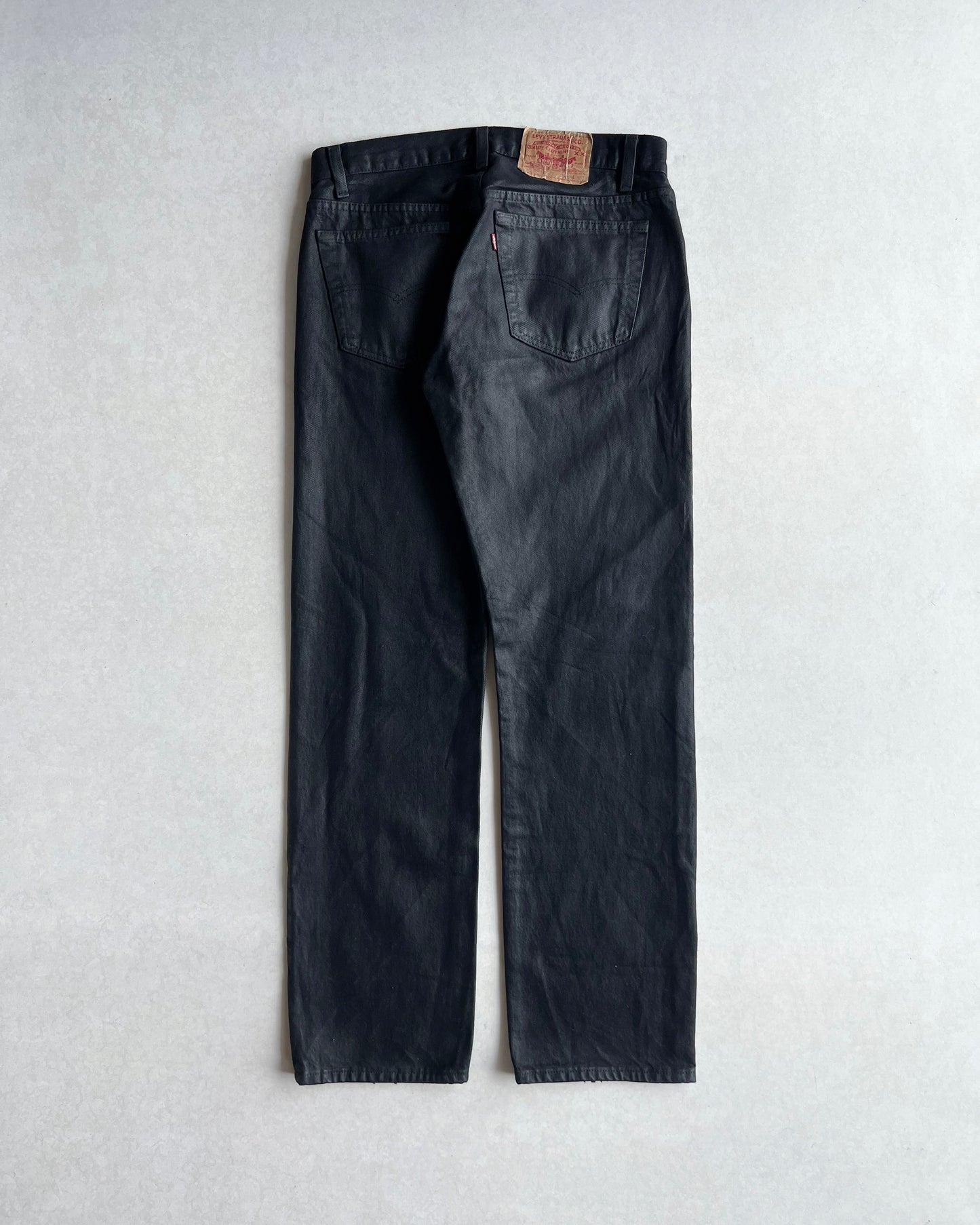 1980S BLACK WAXED LEVI'S 501 JEANS (32X30)