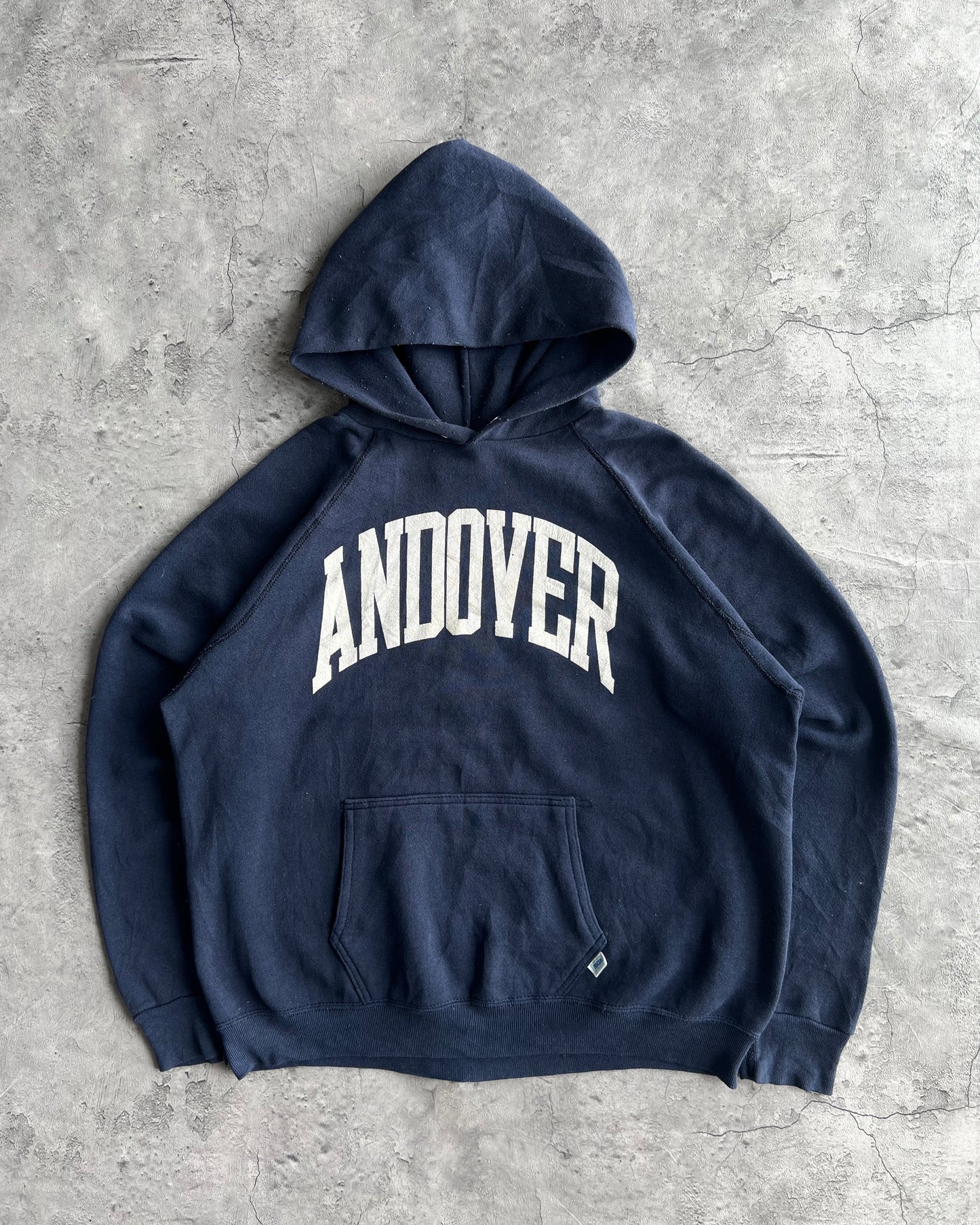 1990S NAVY 'ANDOVER' RAGLAN HOODIE (L)