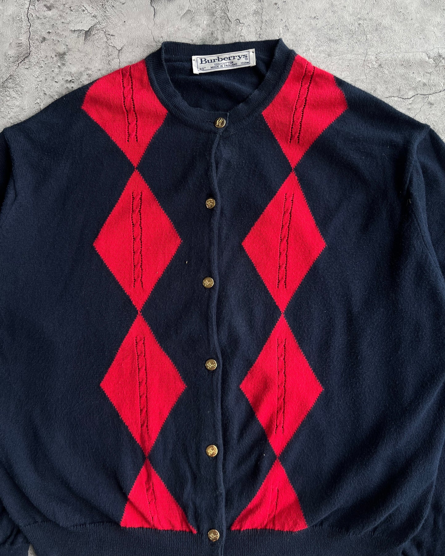 1980S BURBERRY KNITTED BUTTON-UP CARDIGAN (M/L)