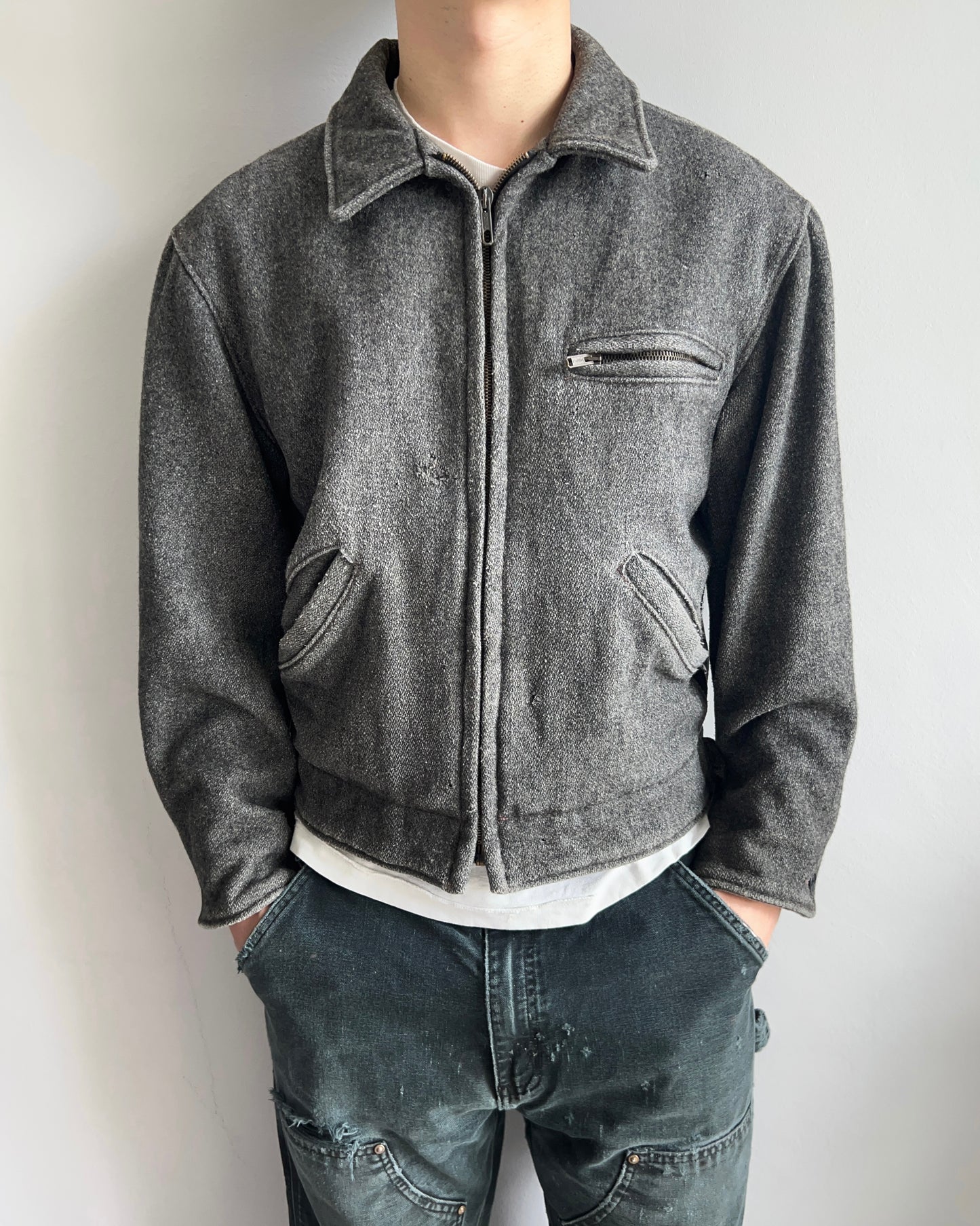 1980S SCHOTT WOOL ZIP-UP JACKET (M)