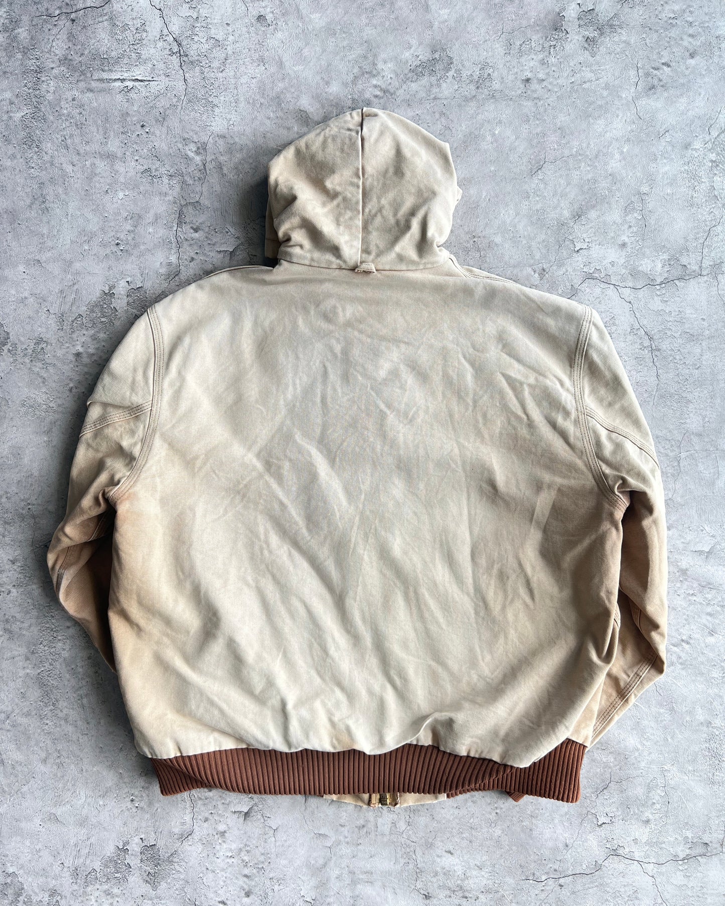 1990S FADED BROWN CARHARTT HOODED JACKET (XL)