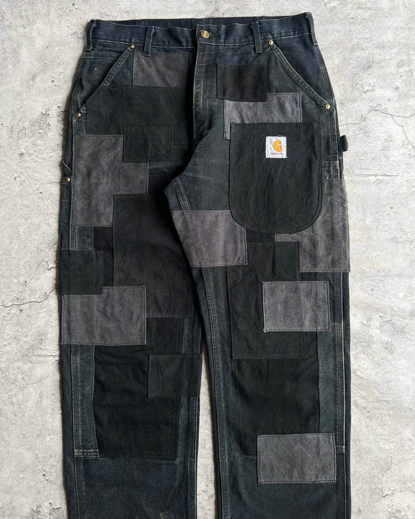 1990S REWORKED CARHARTT PATCHWORK DOUBLE KNEE PANTS (34X32)