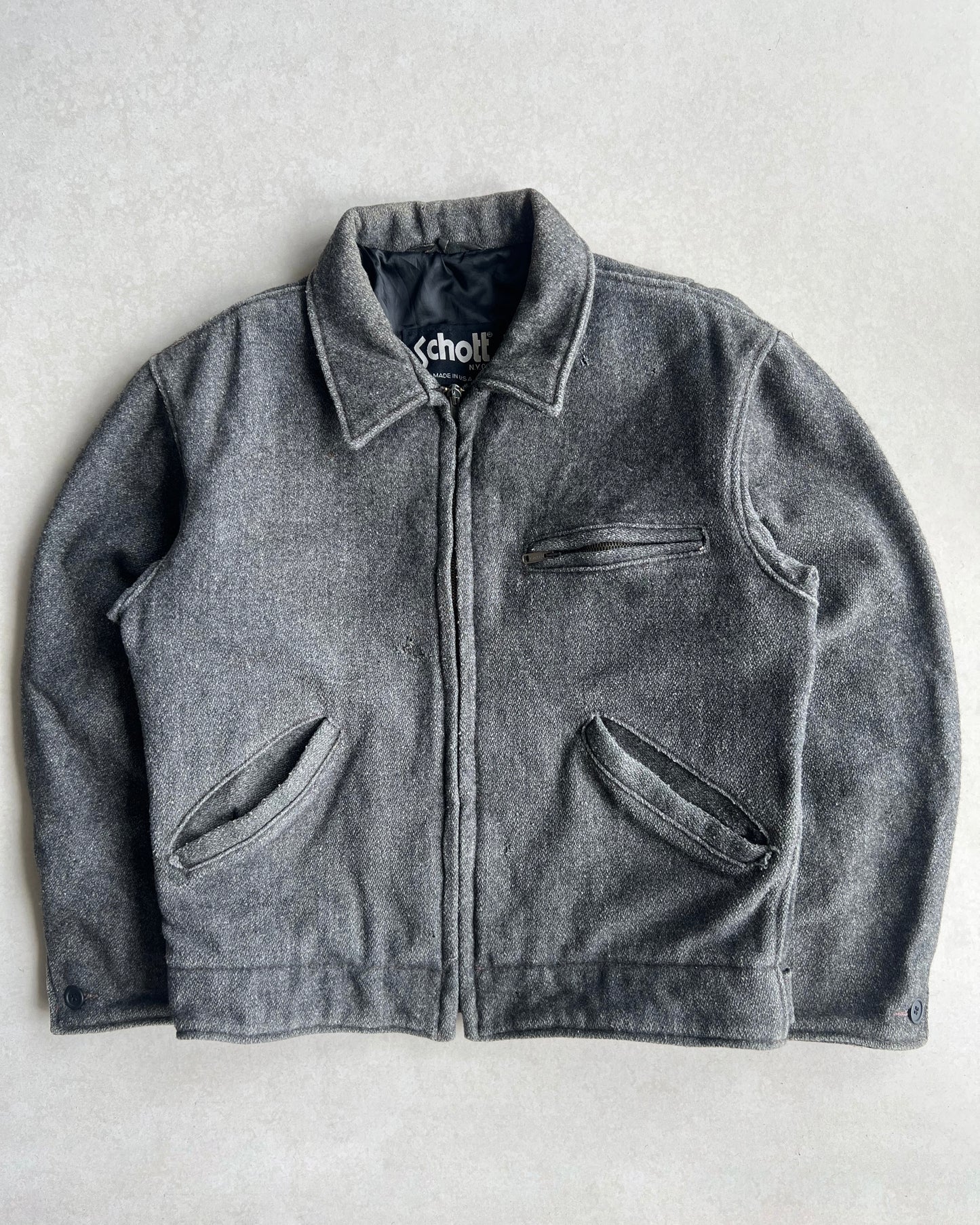 1980S SCHOTT WOOL ZIP-UP JACKET (M)