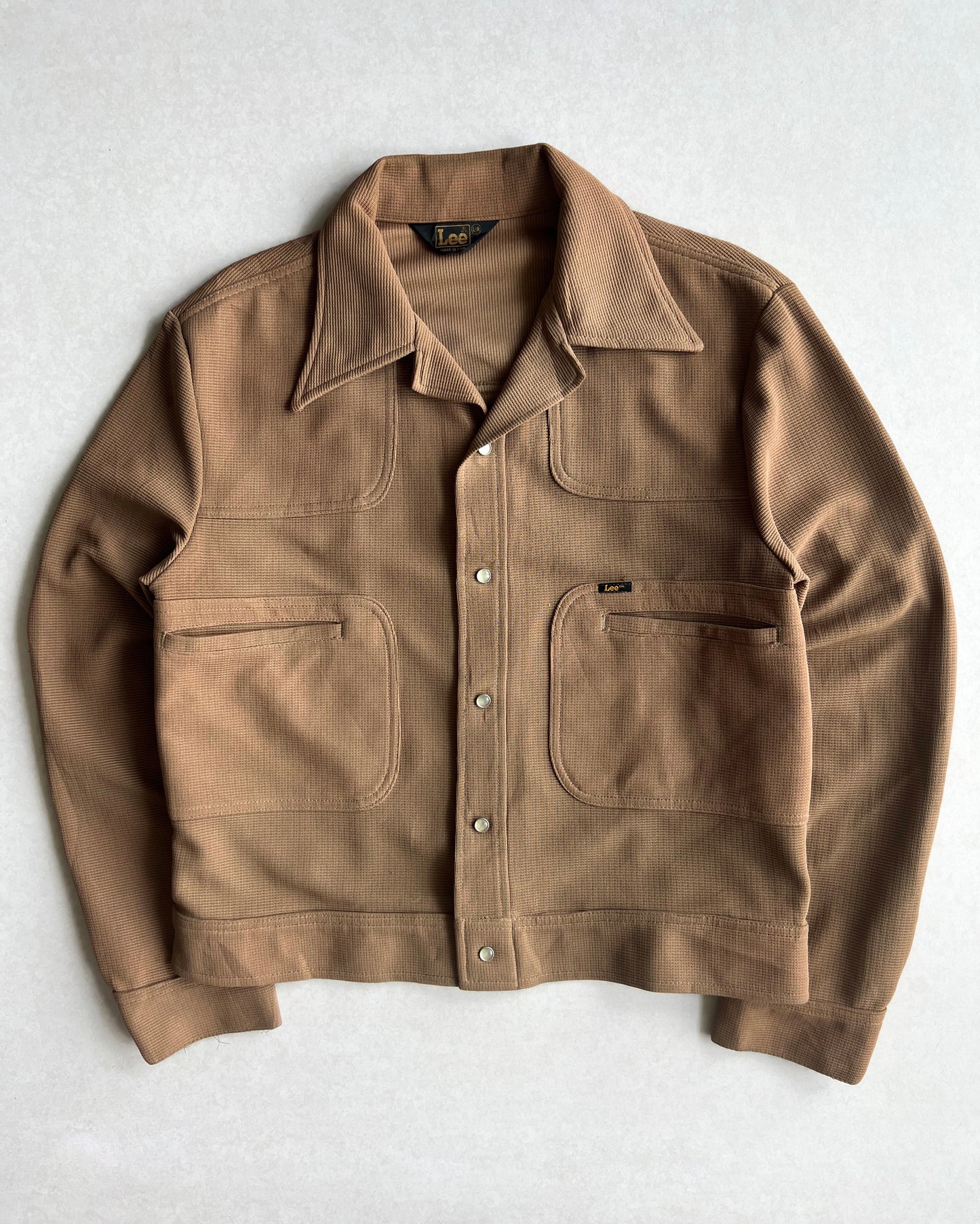 1970S BROWN LEE POINTED COLLAR WORK JACKET (L)