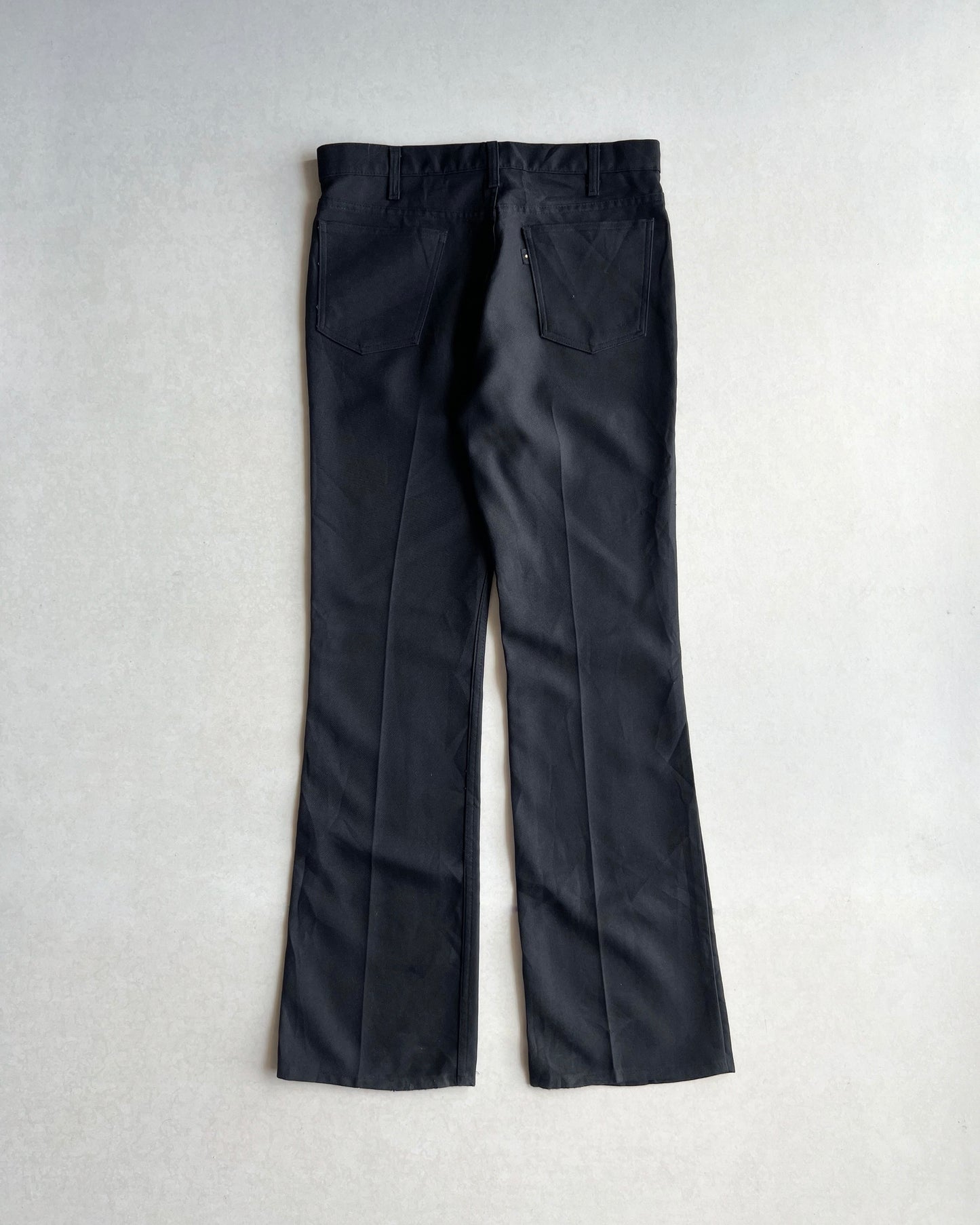1970S BLACK LEVI'S 517 STA-PREST FLARE TROUSERS (34X34)