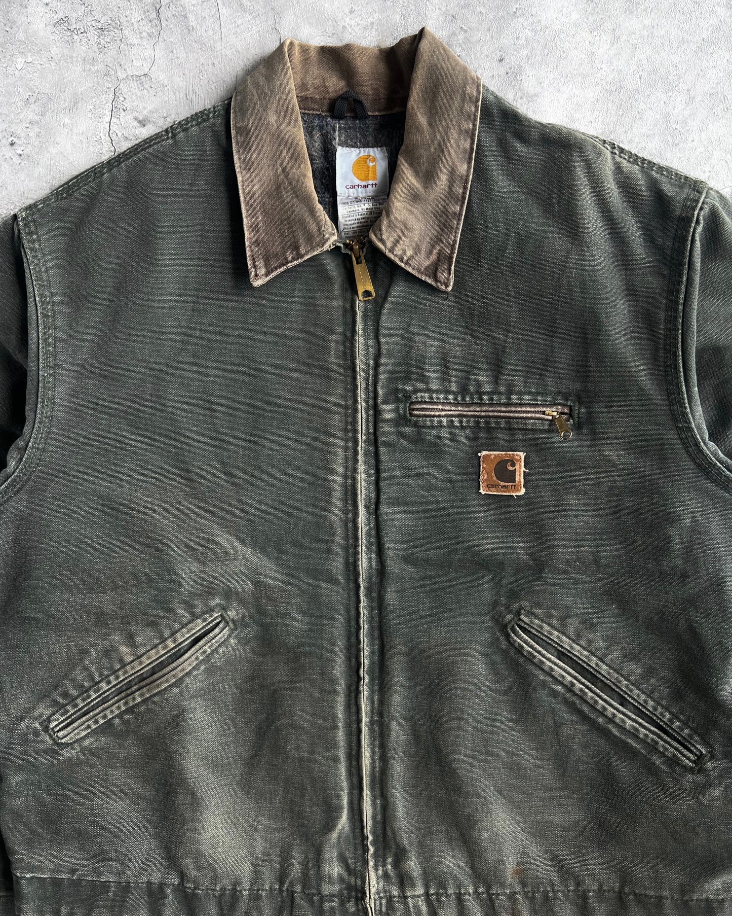 1990S MOSS GREEN CARHARTT DETROIT WORK JACKET (L)
