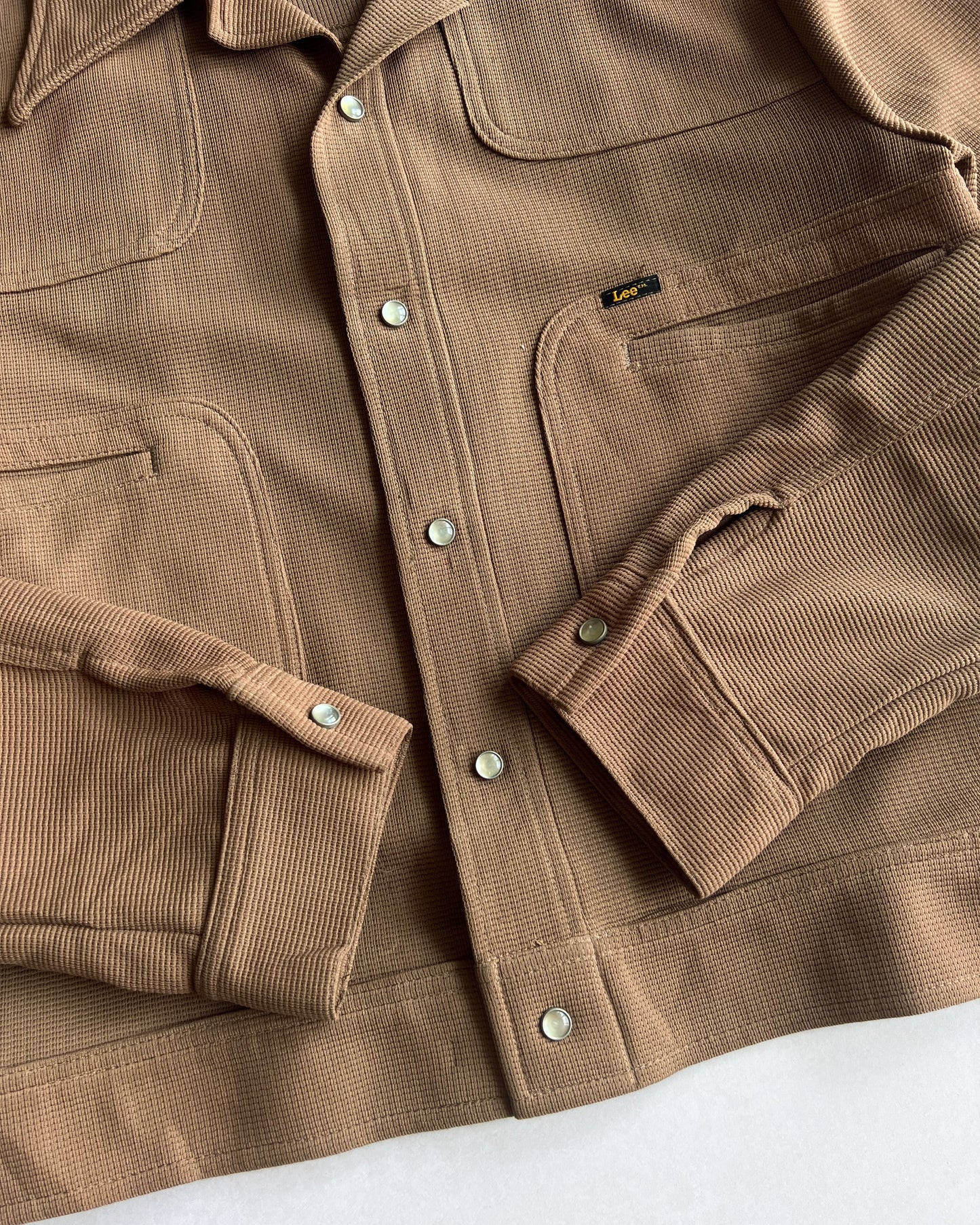 1970S BROWN LEE POINTED COLLAR WORK JACKET (L)