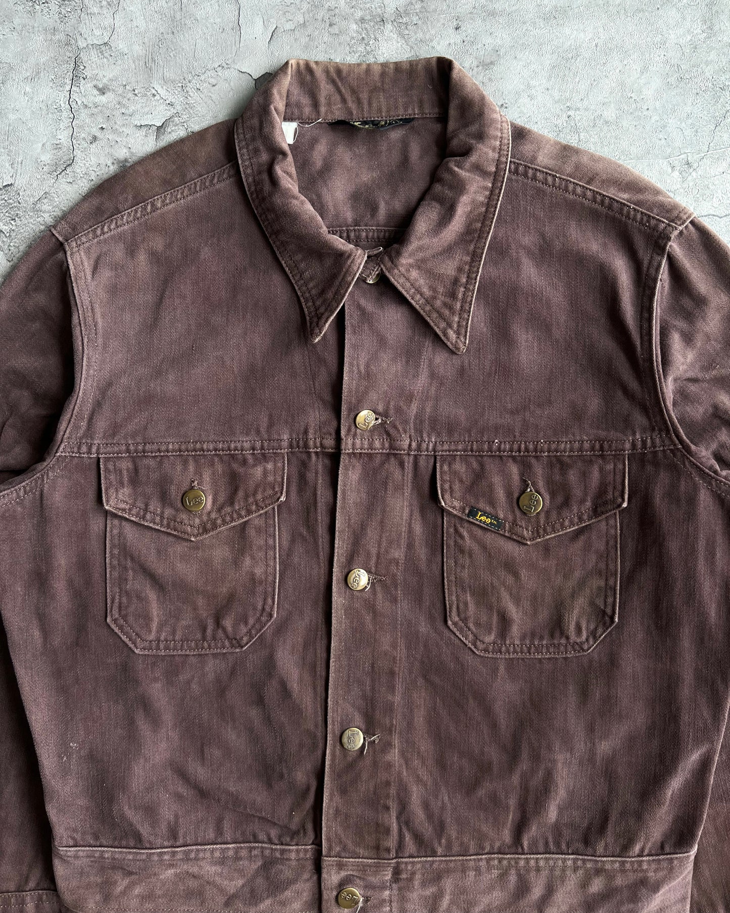1970S LEE MOLESKIN MAROON/BROWN DOUBLE POCKET JACKET (L)