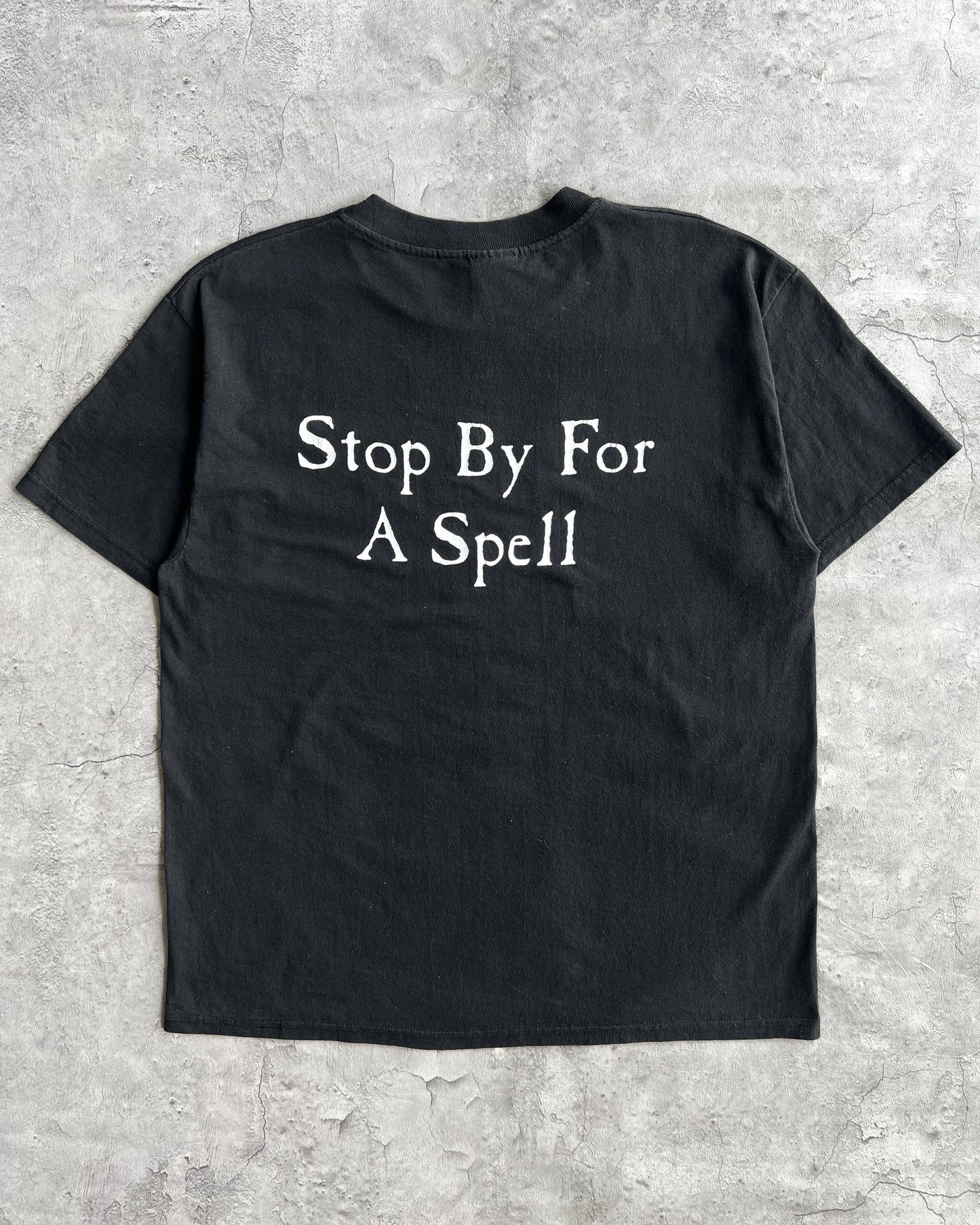 1990S FADED BLACK 'WITCHES BREW' TEE (L)
