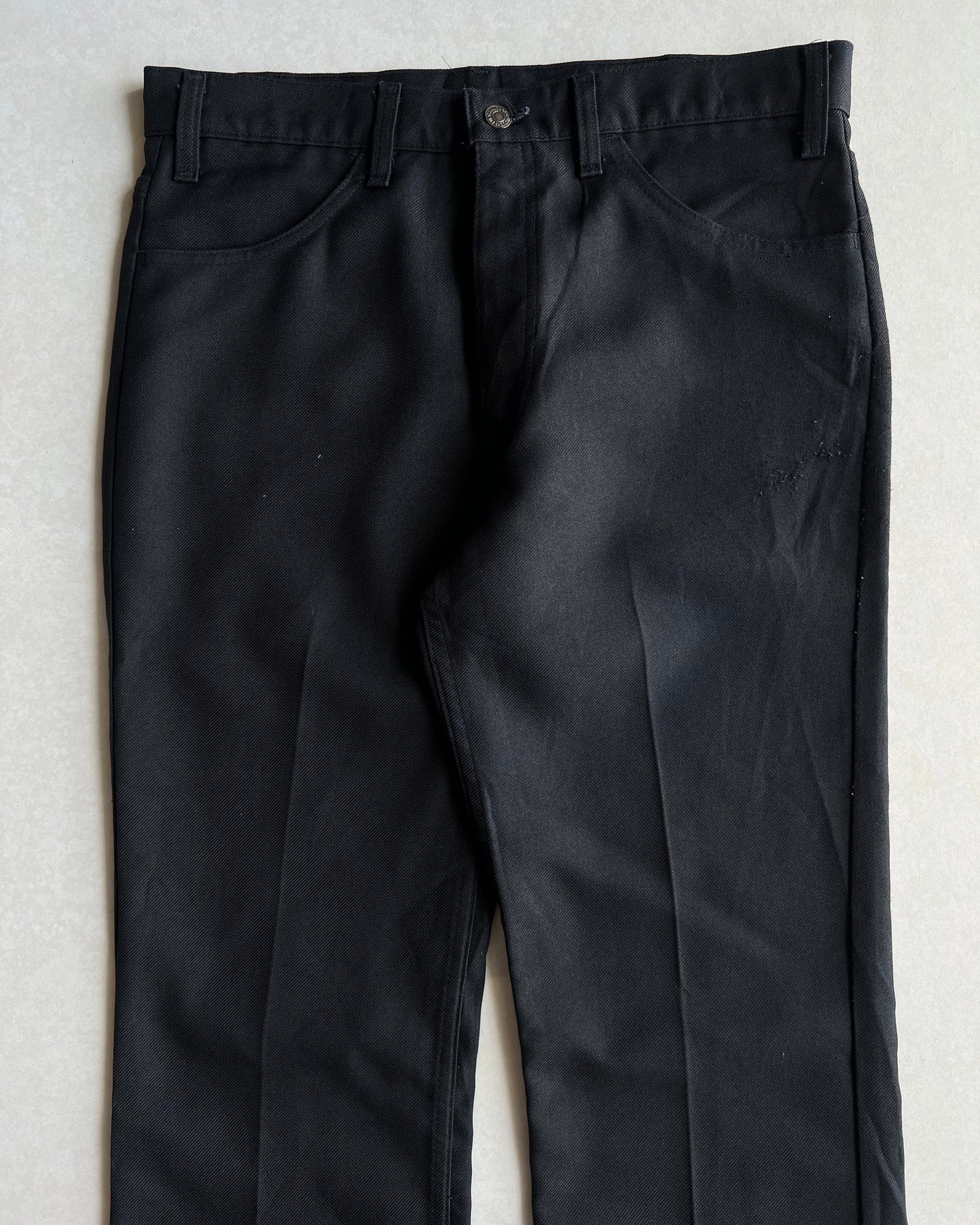 1970S BLACK LEVI'S 517 STA-PREST FLARE TROUSERS (34X34)