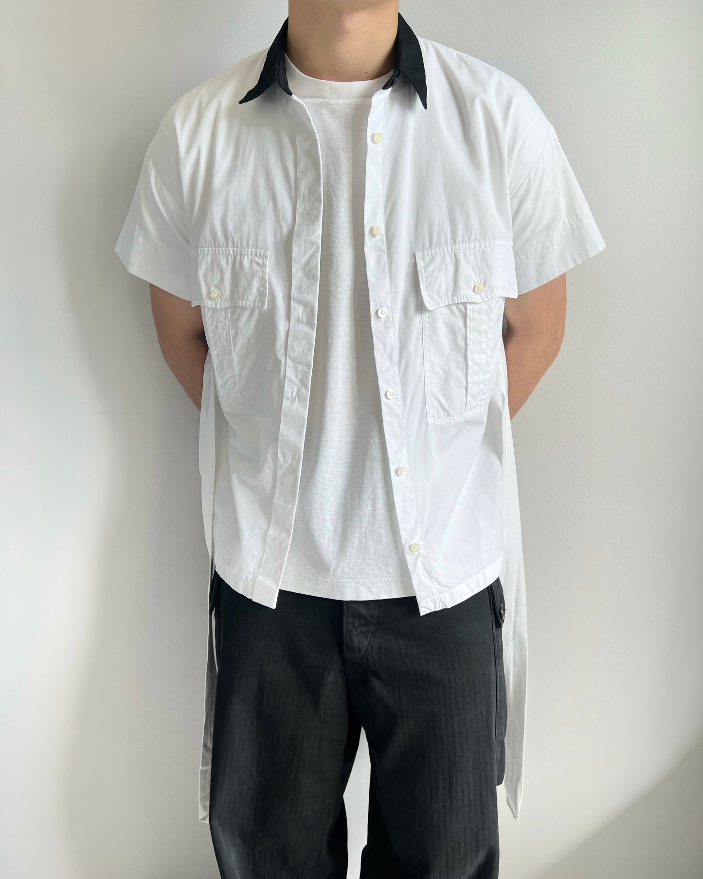 2000S DRIES VAN NOTEN DOUBLE POCKET BONDAGE SHIRT (M)