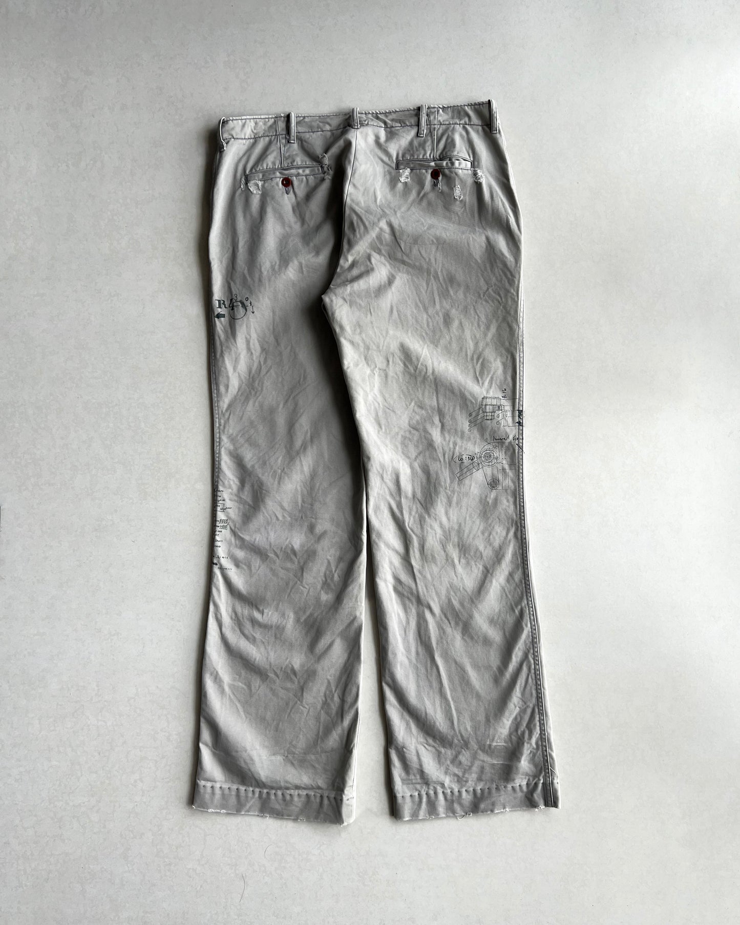 1990S BEIGE RALPH LAUREN REPAIRED TROUSERS (36X34)